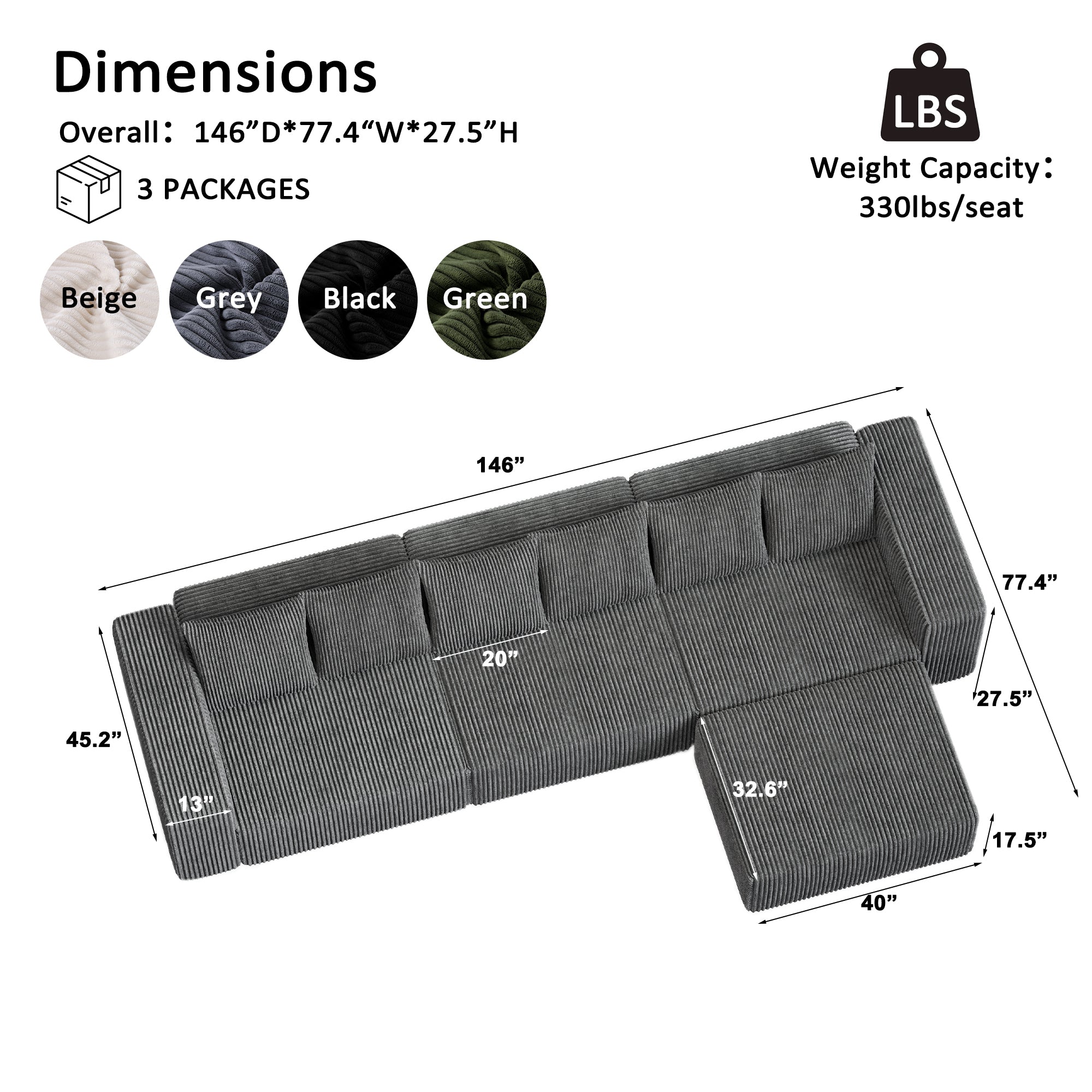 Advwin Boneless Cloud Modern Oversized Modular Sectional Sofa