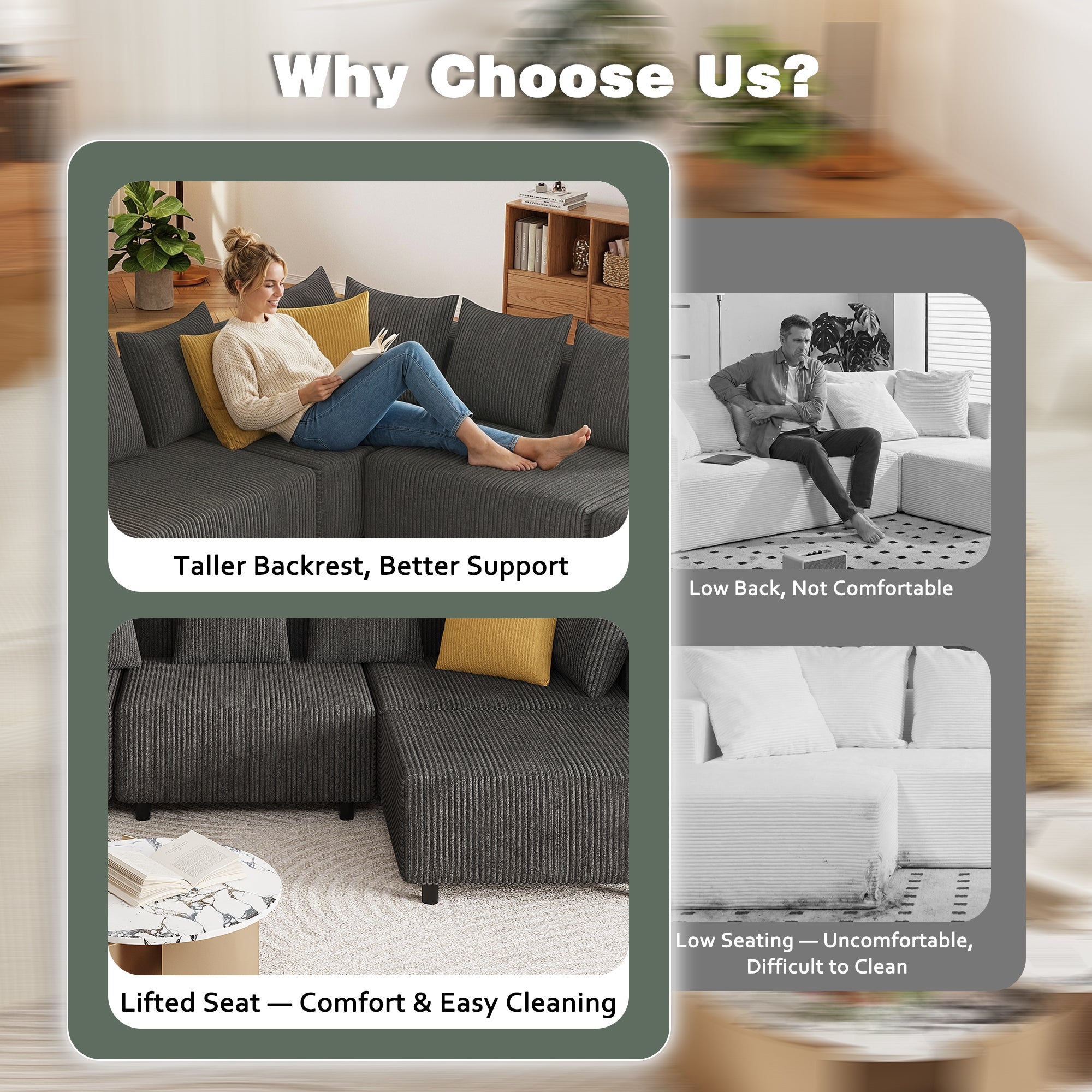 Advwin Boneless Cloud Modern Oversized Modular Sectional Sofa