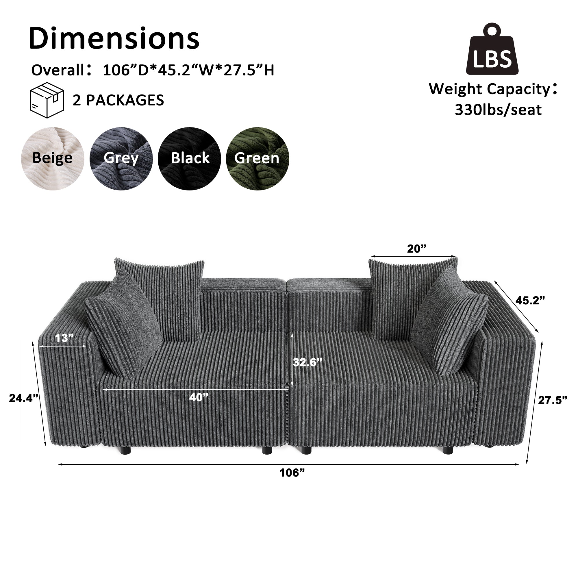 Advwin Boneless Cloud Modern Oversized Modular Sectional Sofa