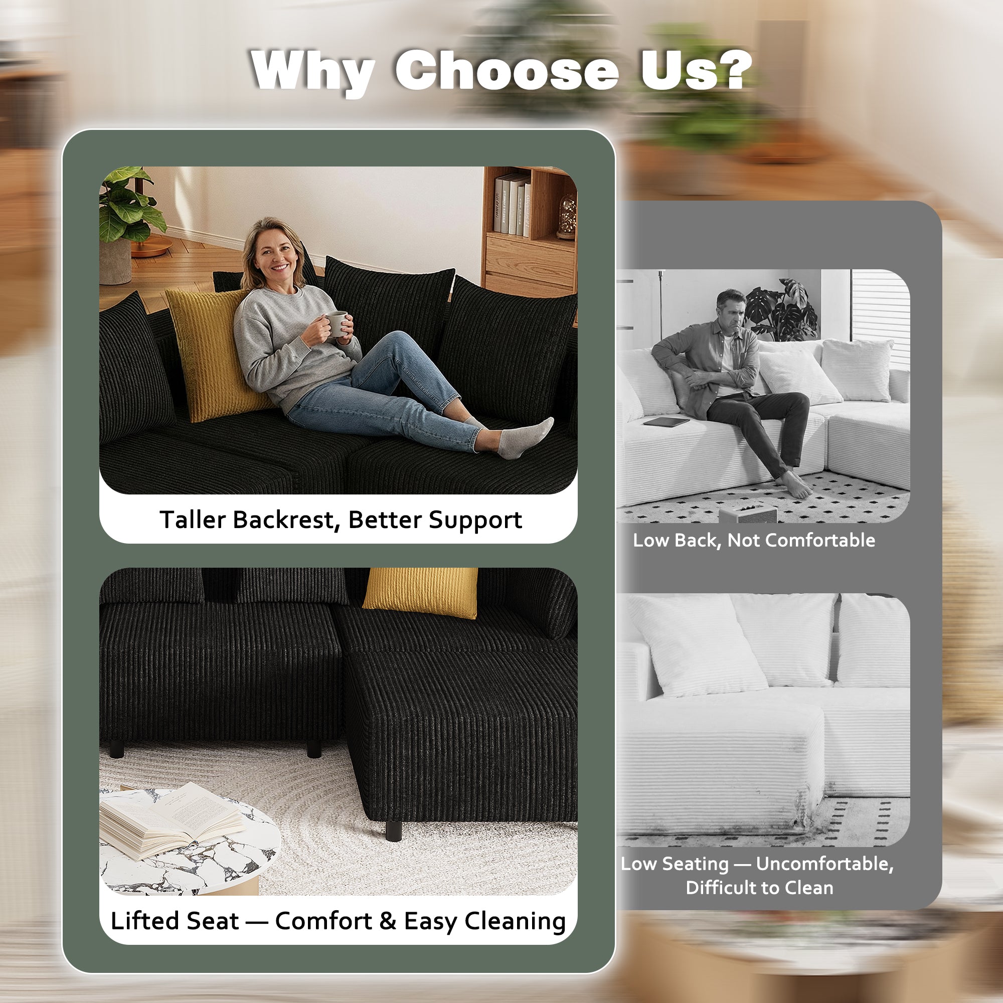 Advwin Boneless Cloud Modern Oversized Modular Sectional Sofa