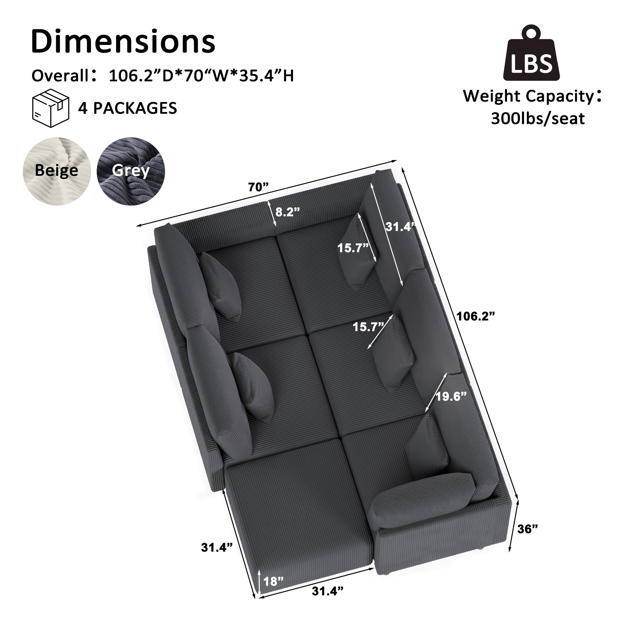 Advwin Luxury Oversized Minimalist Cloud Couch