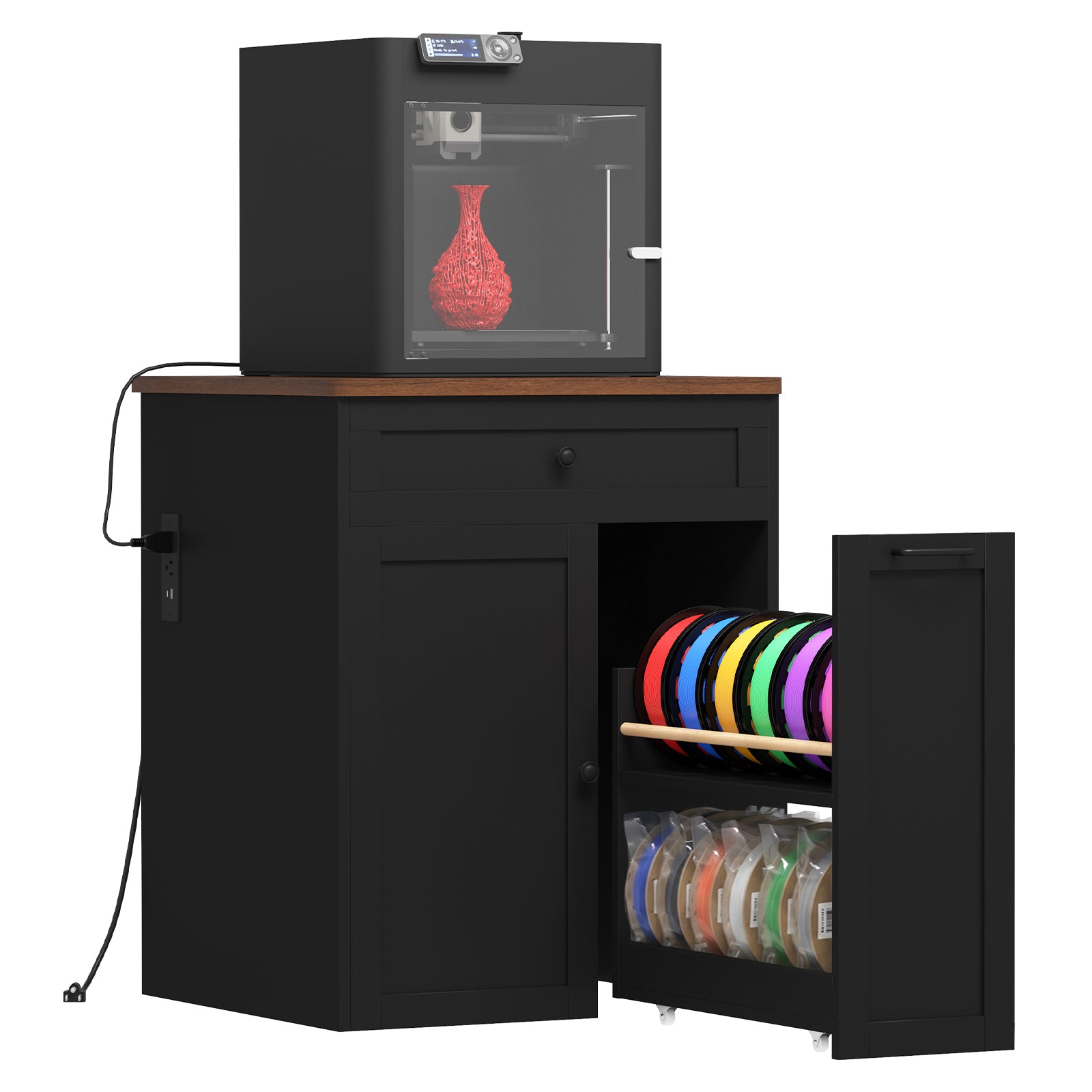 Advwin 3D Printer Cabinet w/ Built-in Power Outlet