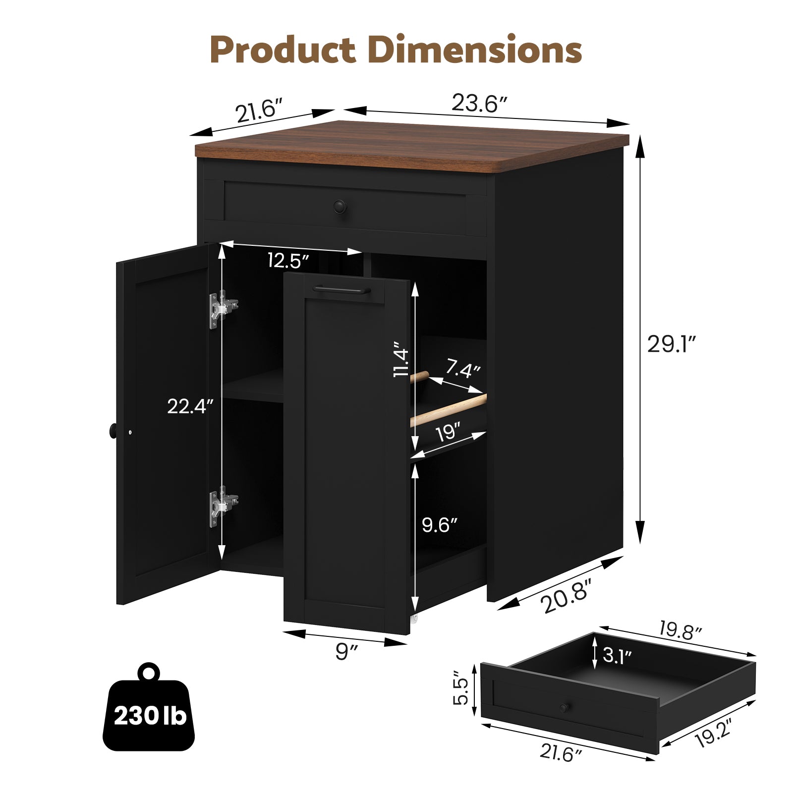 Advwin 3D Printer Cabinet w/ Built-in Power Outlet