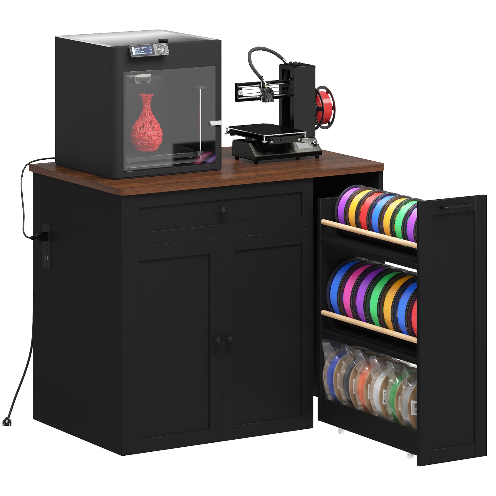 Advwin 3D Printer Cabinet w/ Rolling Filament Storage Drawer