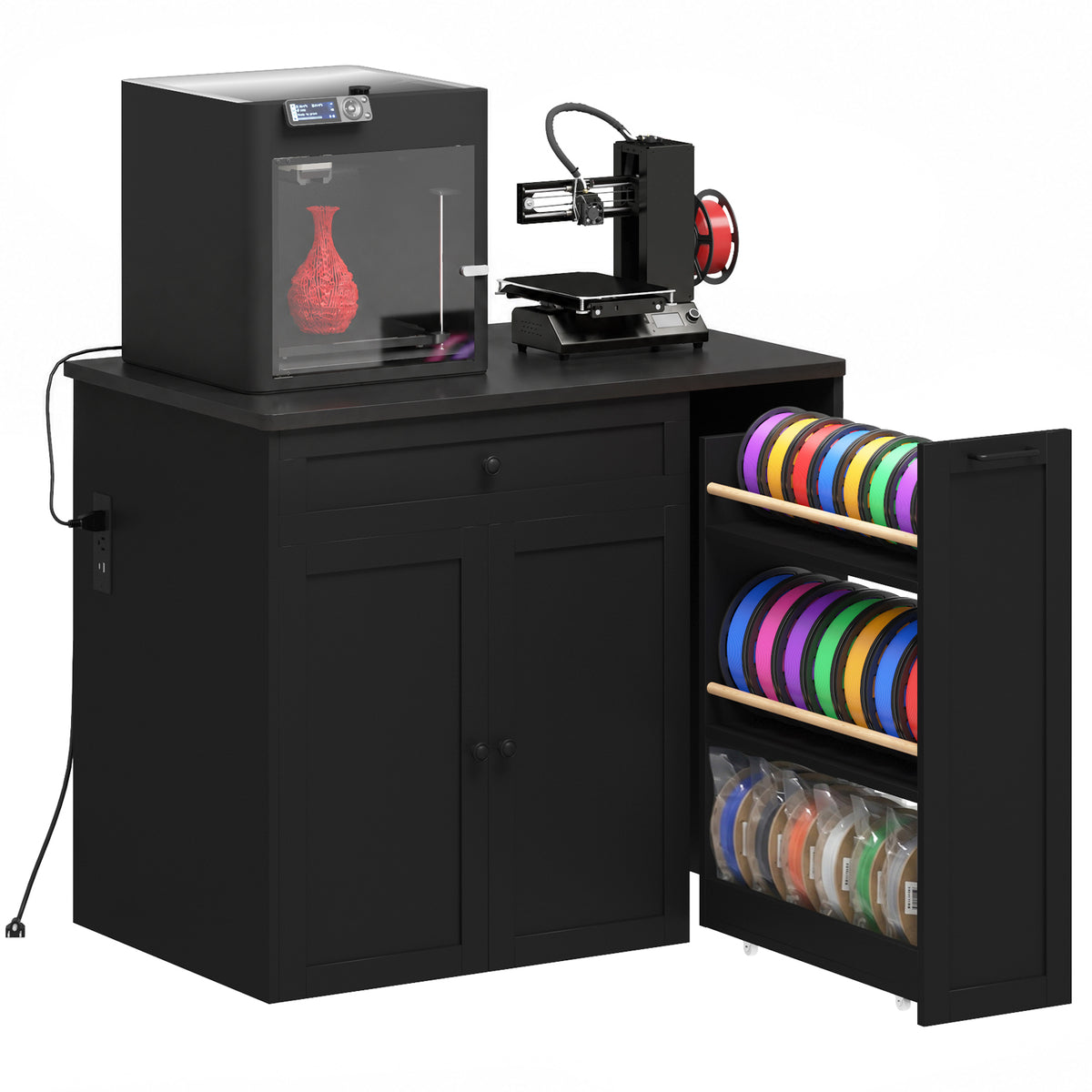 Advwin 3D Printer Cabinet w/ Rolling Filament Storage Drawer