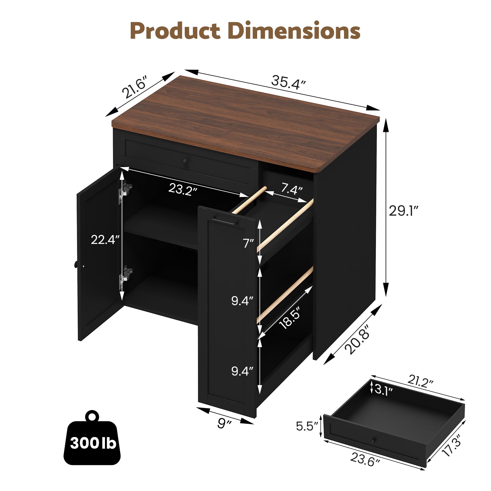 Advwin 3D Printer Cabinet w/ Rolling Filament Storage Drawer