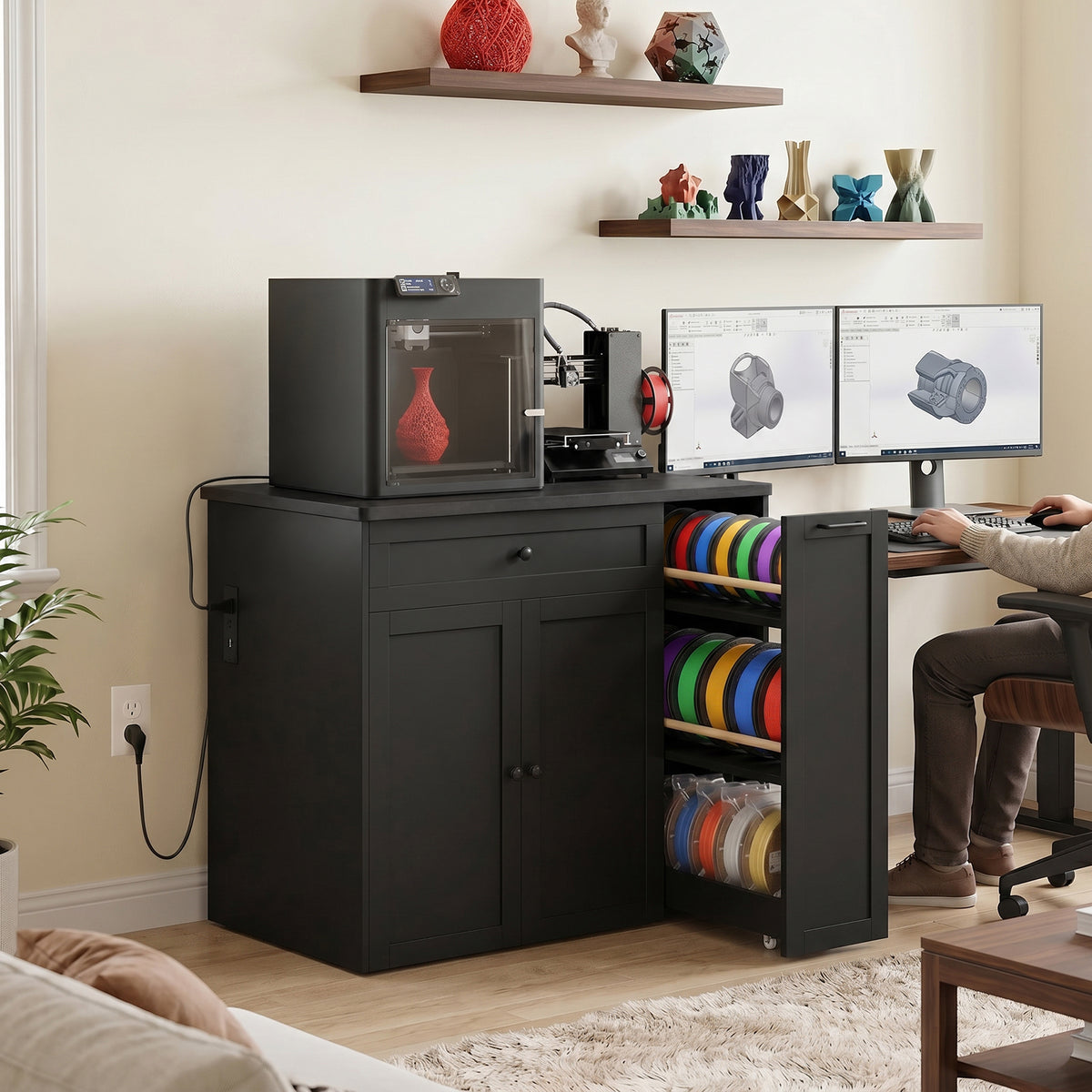 Advwin 3D Printer Cabinet w/ Rolling Filament Storage Drawer