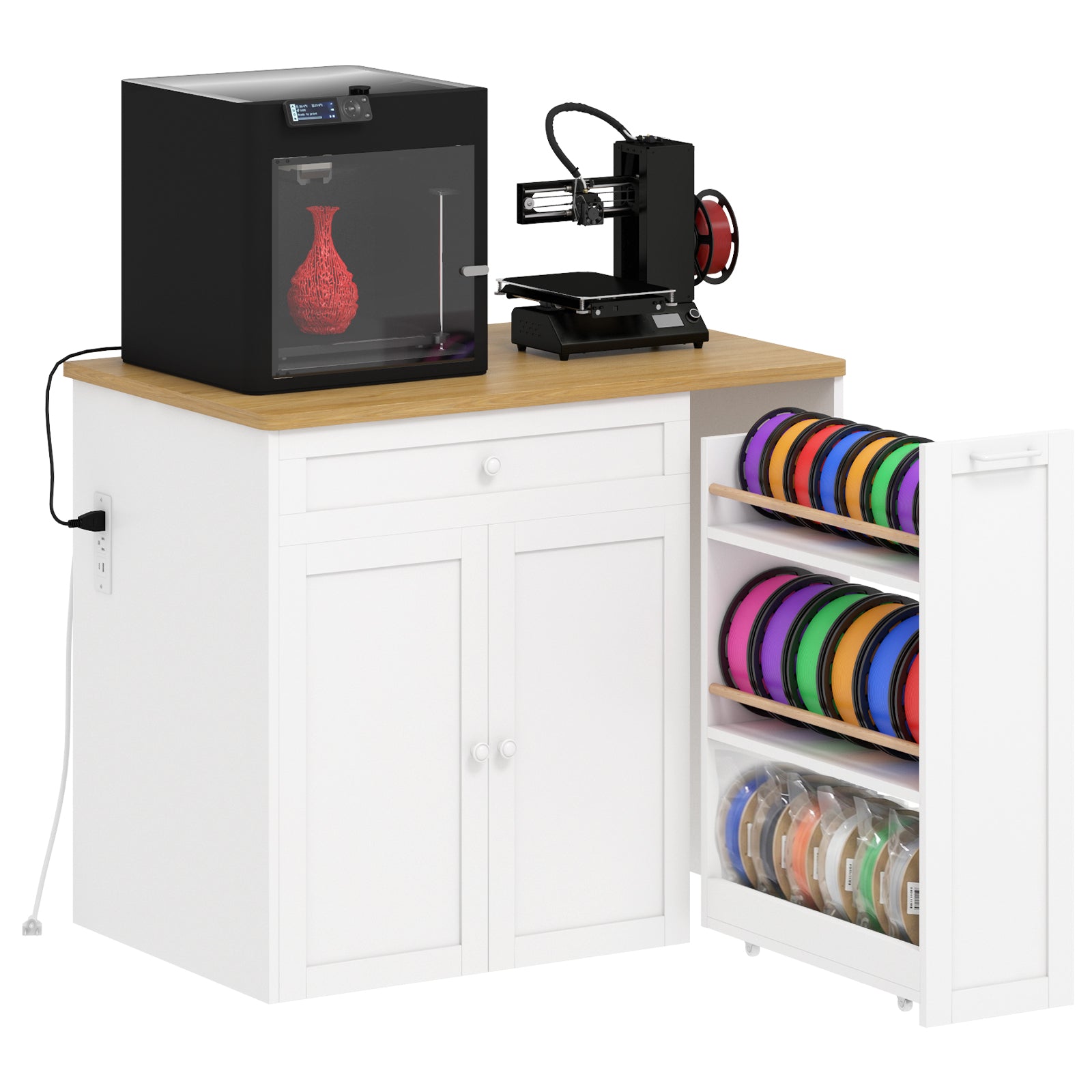 Advwin 3D Printer Cabinet w/ Rolling Filament Storage Drawer