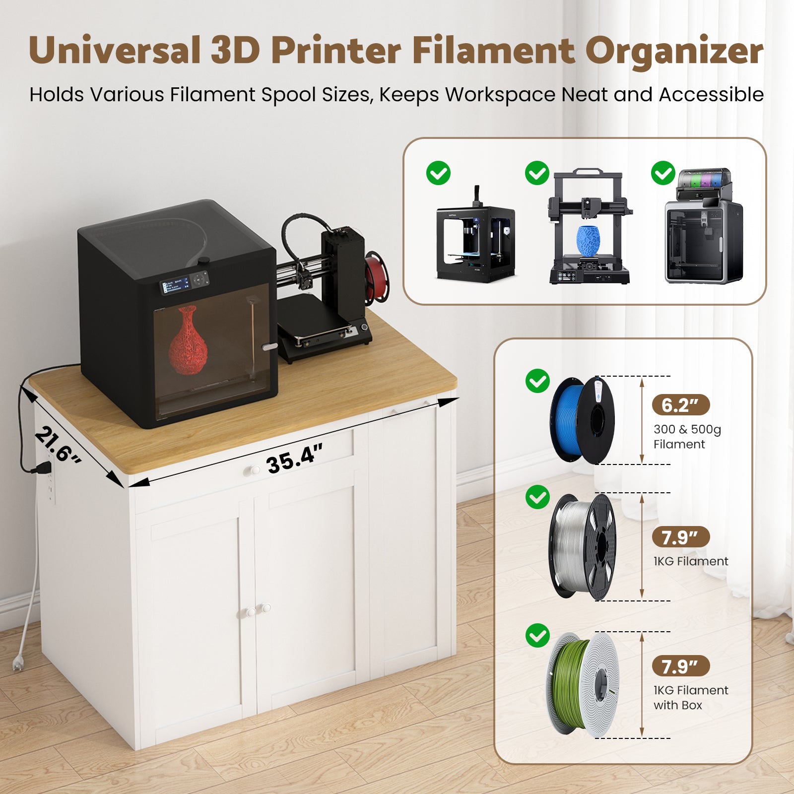 Advwin 3D Printer Cabinet w/ Rolling Filament Storage Drawer