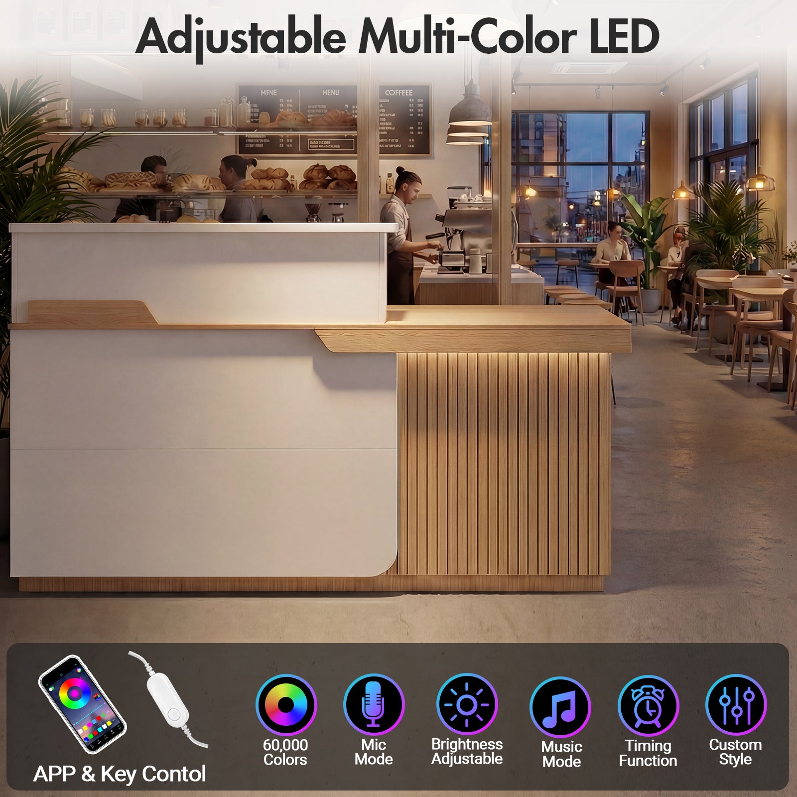 Advwin Modern Reception Desk with LED