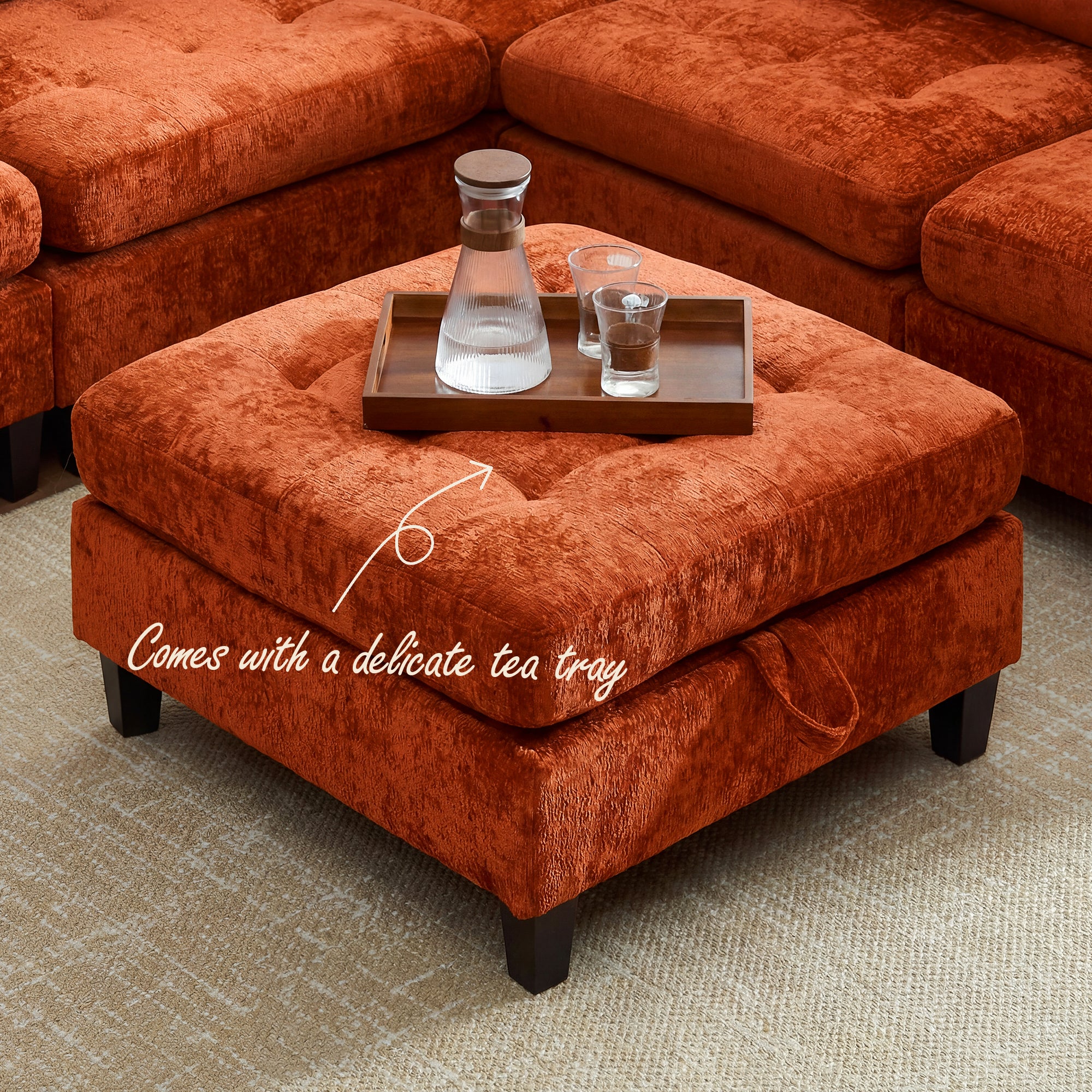 Advwin Oversized Sectional Sofa with Storage Ottoman