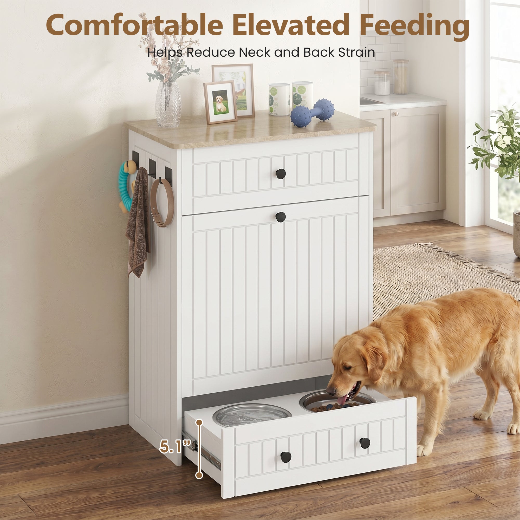 Advwin Dog Feeding Station Cabinet Slow Feeder Insert