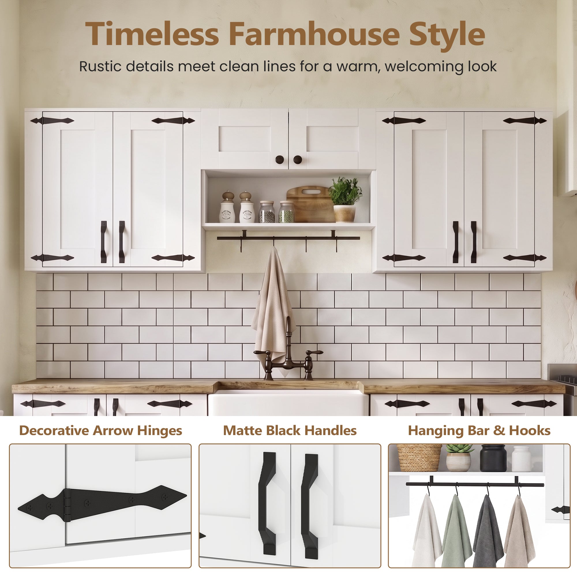 Advwin Laundry Room Farmhouse Wall Cabinet Set