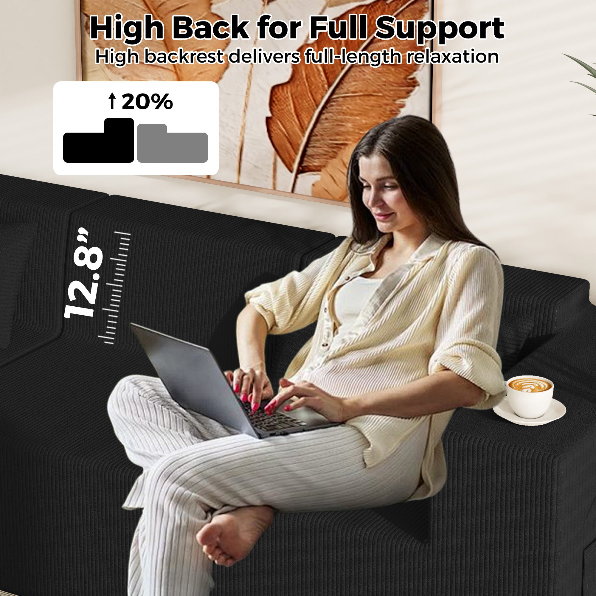 Advwin Oversized Modular Sectional Corduroy Couch