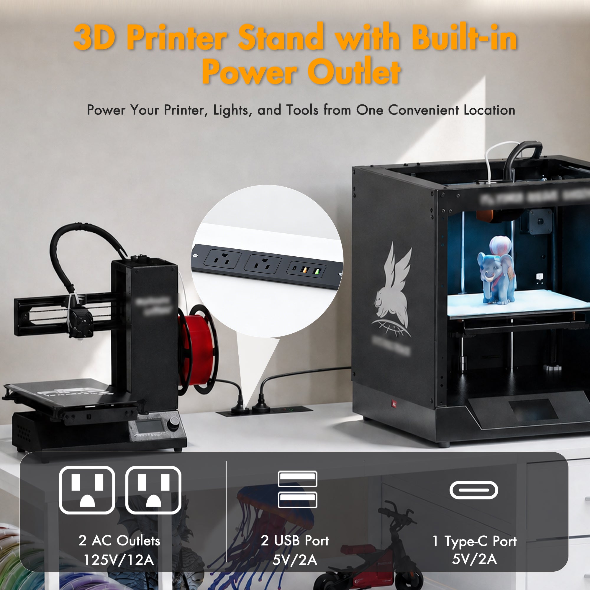 Advwin 3D Printer Stand with Rolling Filament Drawer