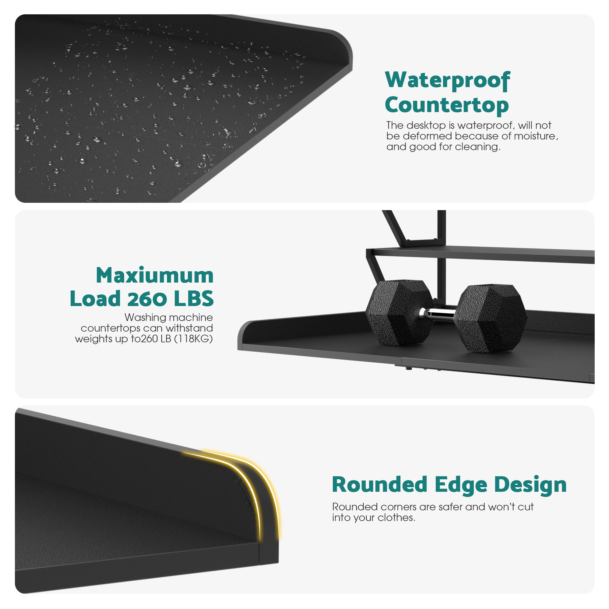 Advwin Washer Dryer Countertop with Hanging Rod