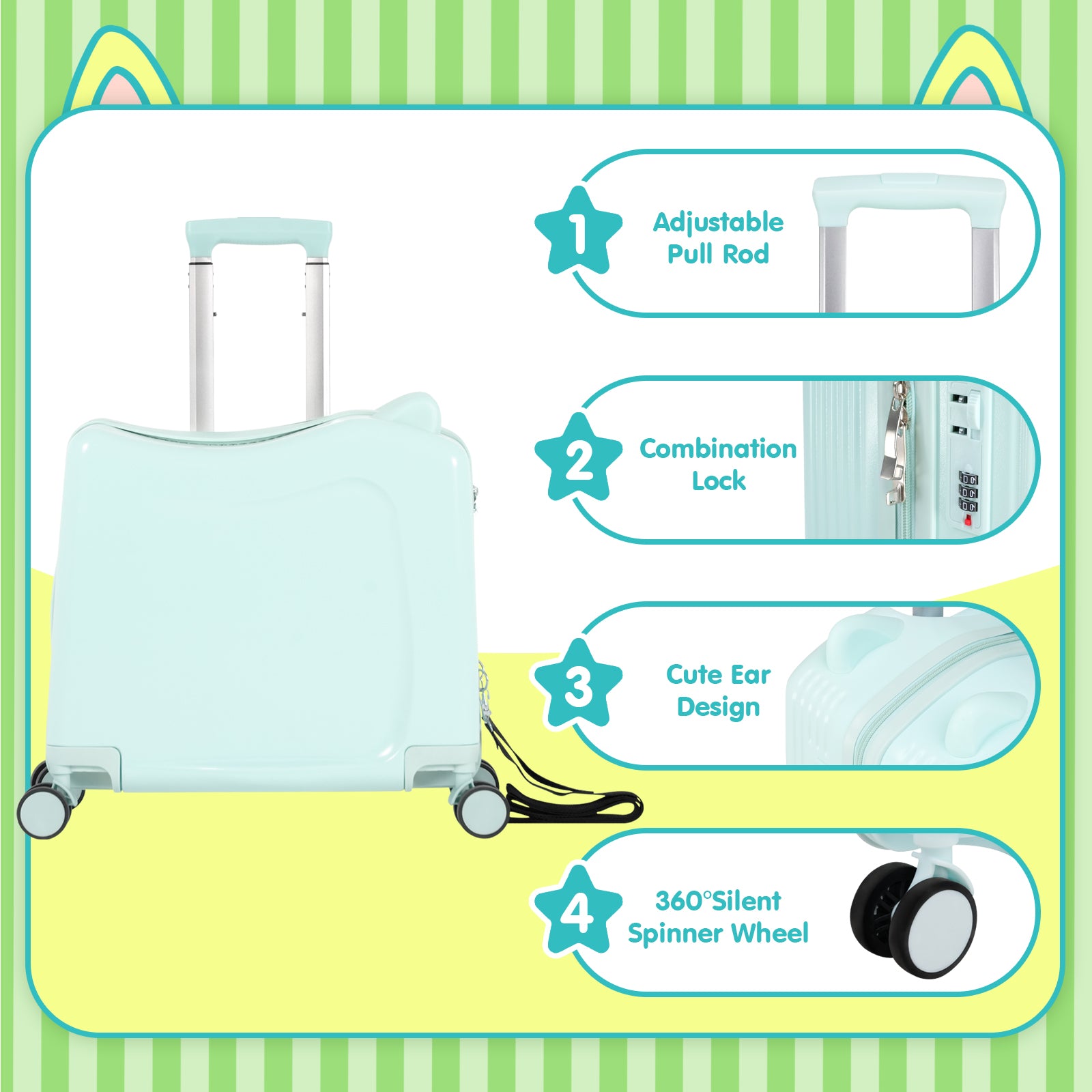 Advwin Kids’ Ride-On Suitcase with Password Lock