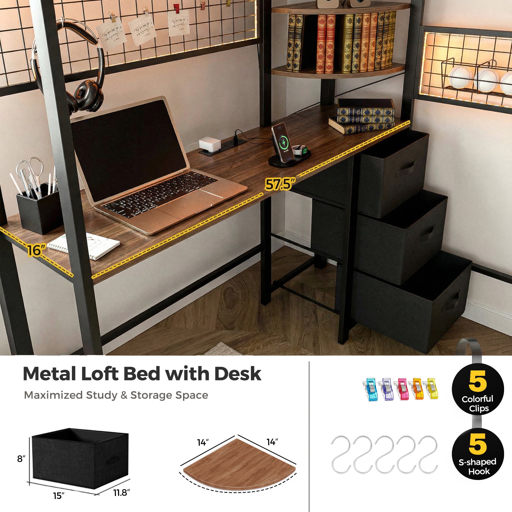 Advwin Loft Bed with Desk and Stairs (Low Stock)