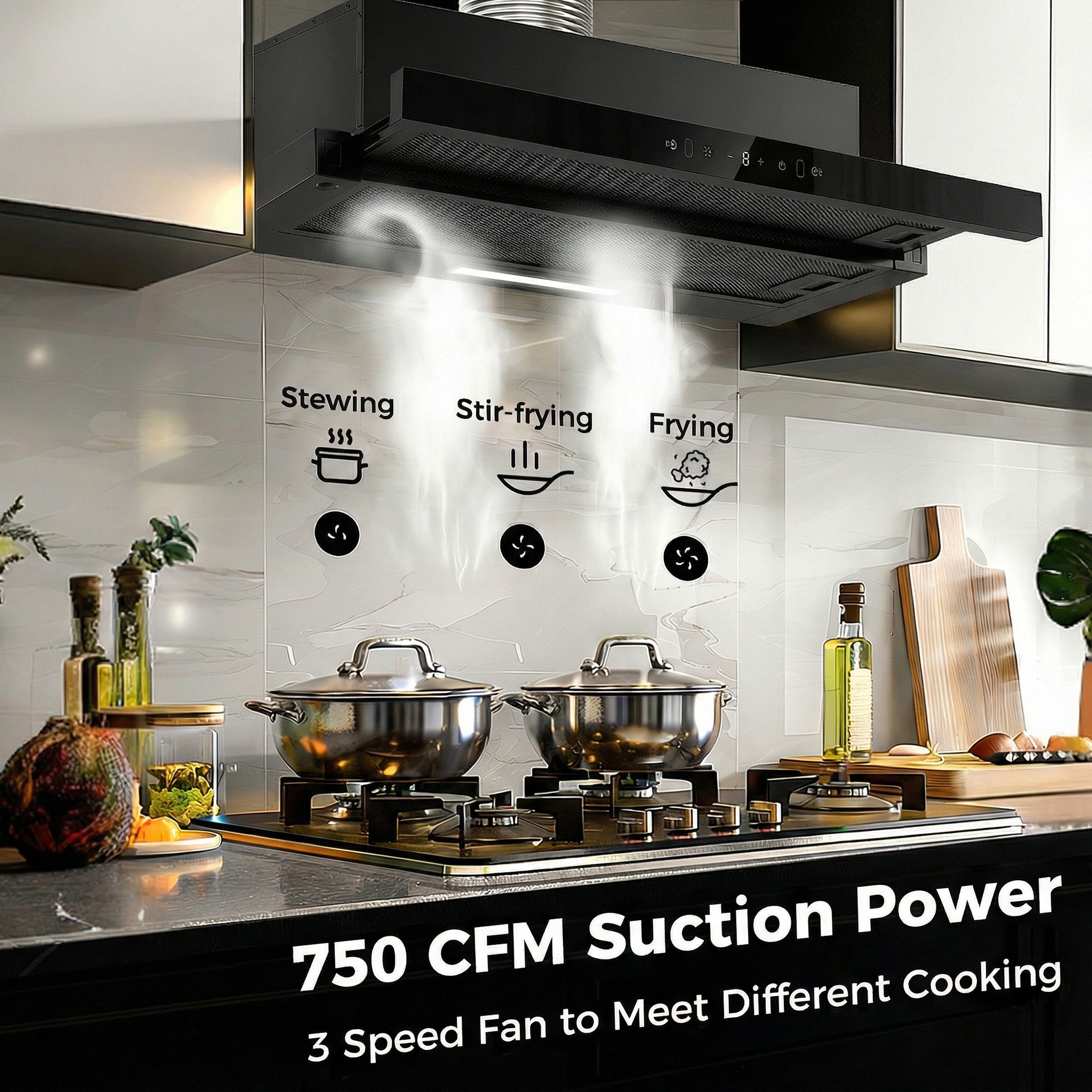 Advwin 30 Inch Range Hood w/ Hidden Pull-out Panel