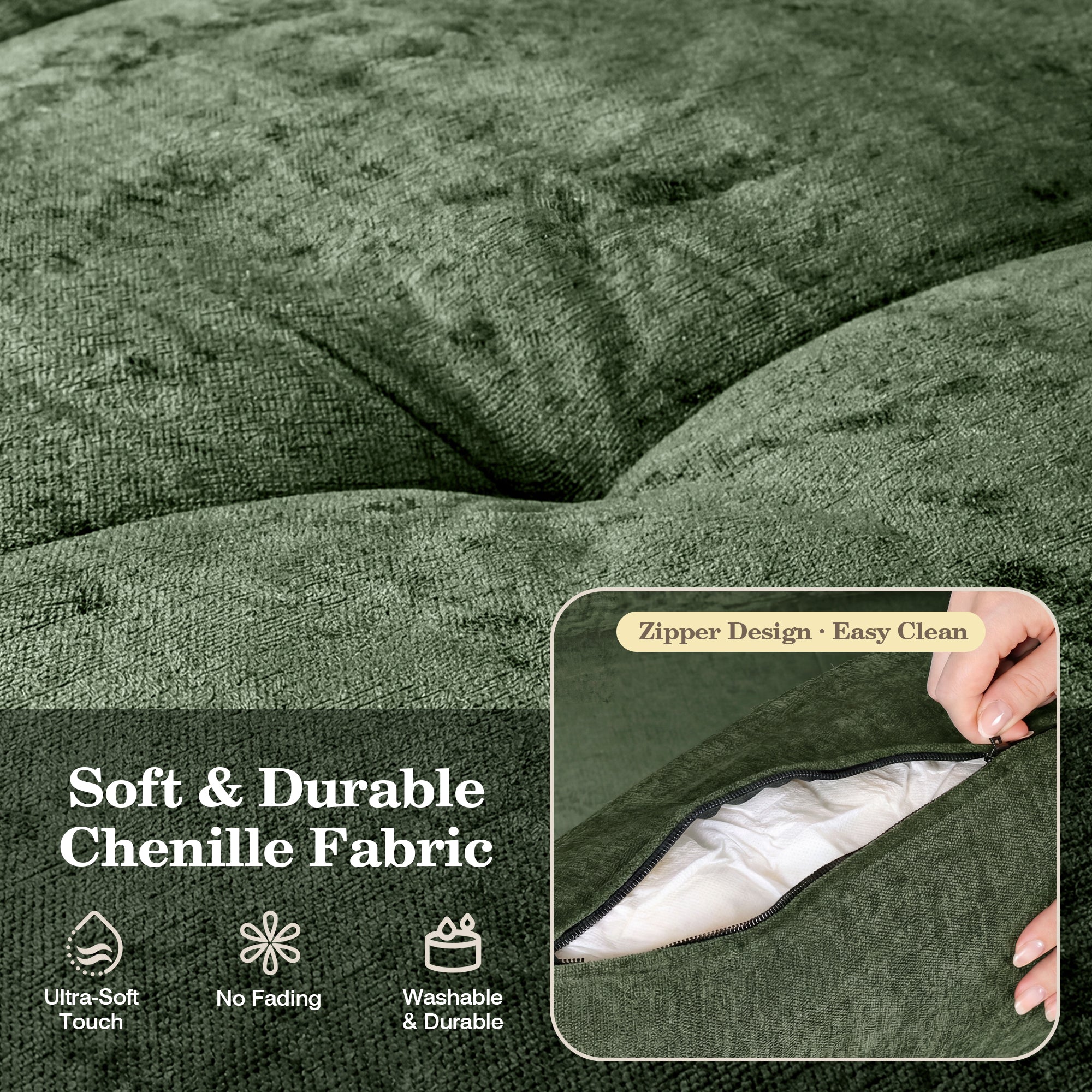 Advwin Oversized Modular Chenille Sofa with Storage