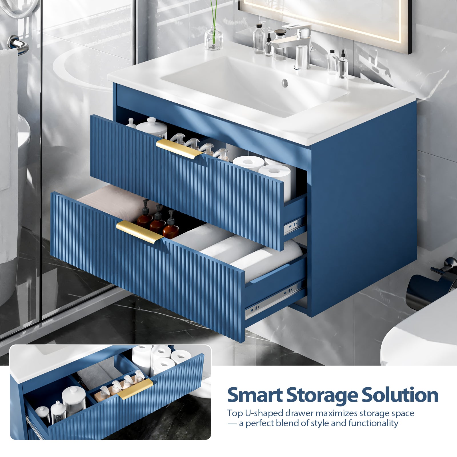 Advwin Bathroom Vanity with Ceramic Sink