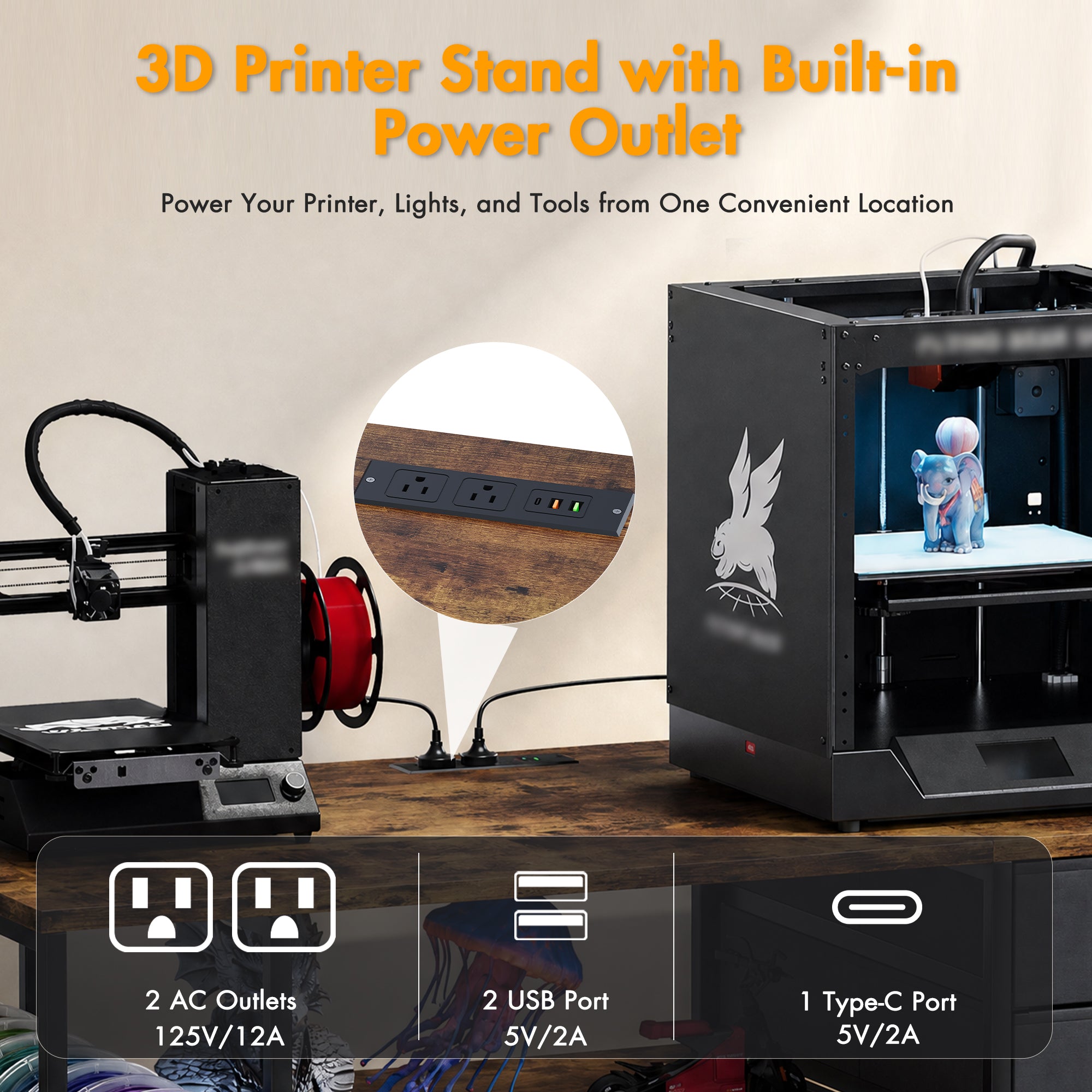 Advwin 3D Printer Stand with Rolling Filament Drawer