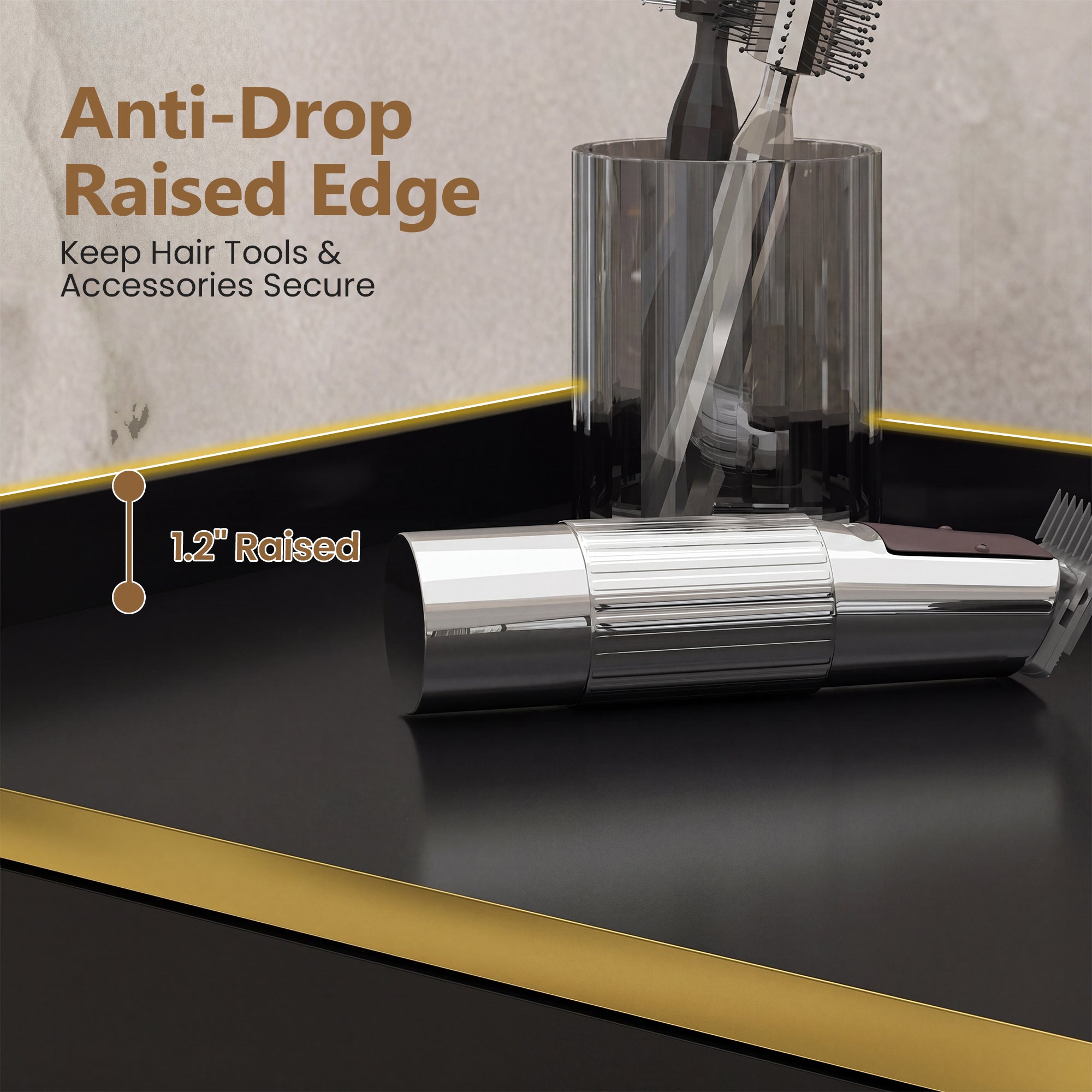 Advwin Wall Mount Barber Desk w/ Gold Accent