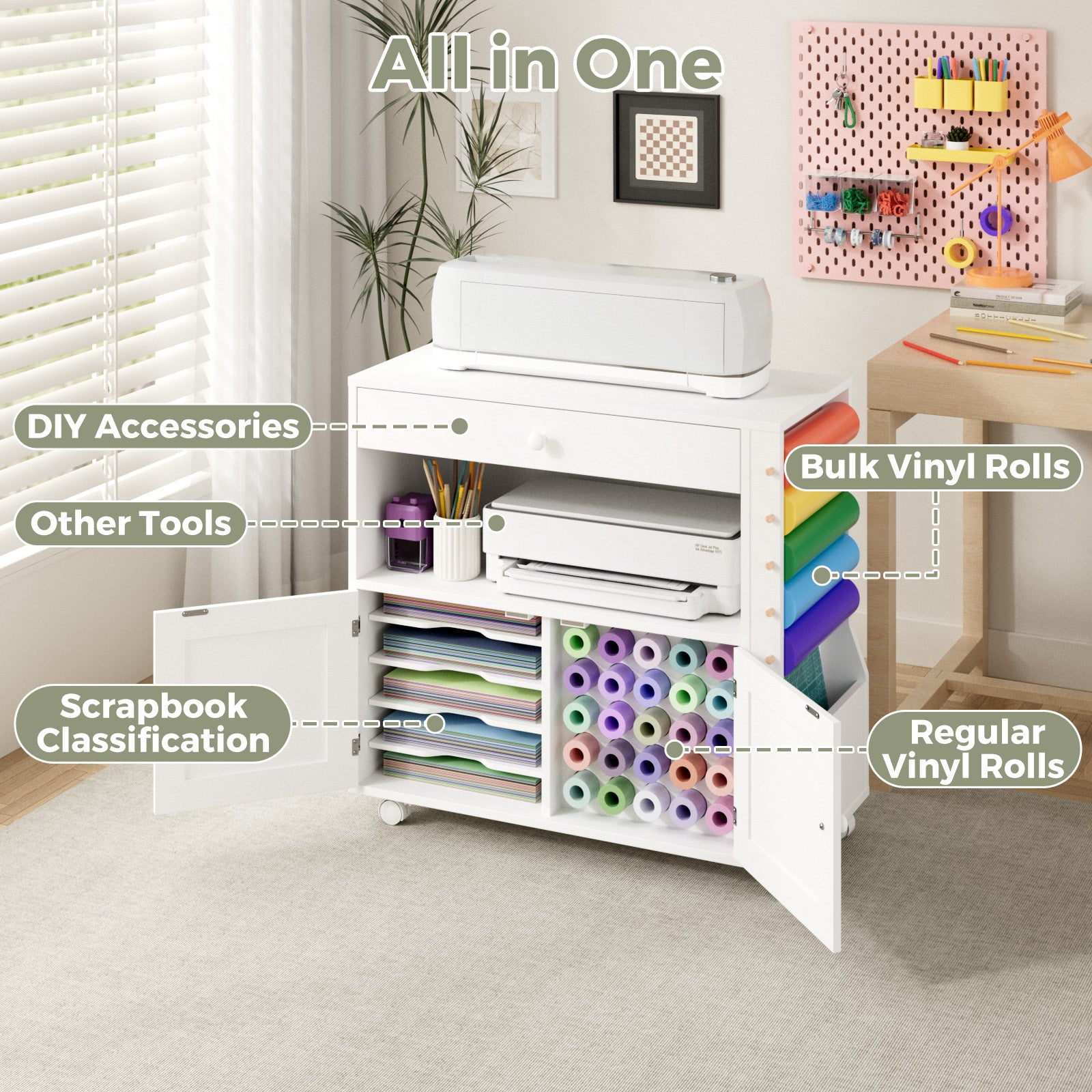Advwin Storage Cabinet for Cricut Machine with Drawers