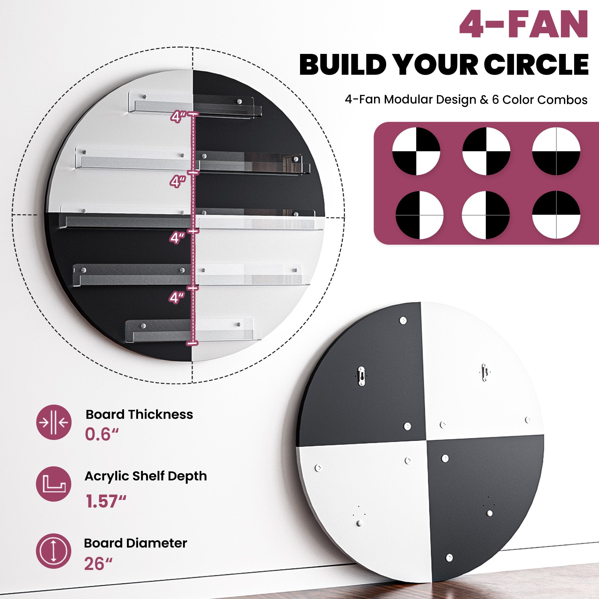 Advwin Wall Mount Round Nail Polish Organizer