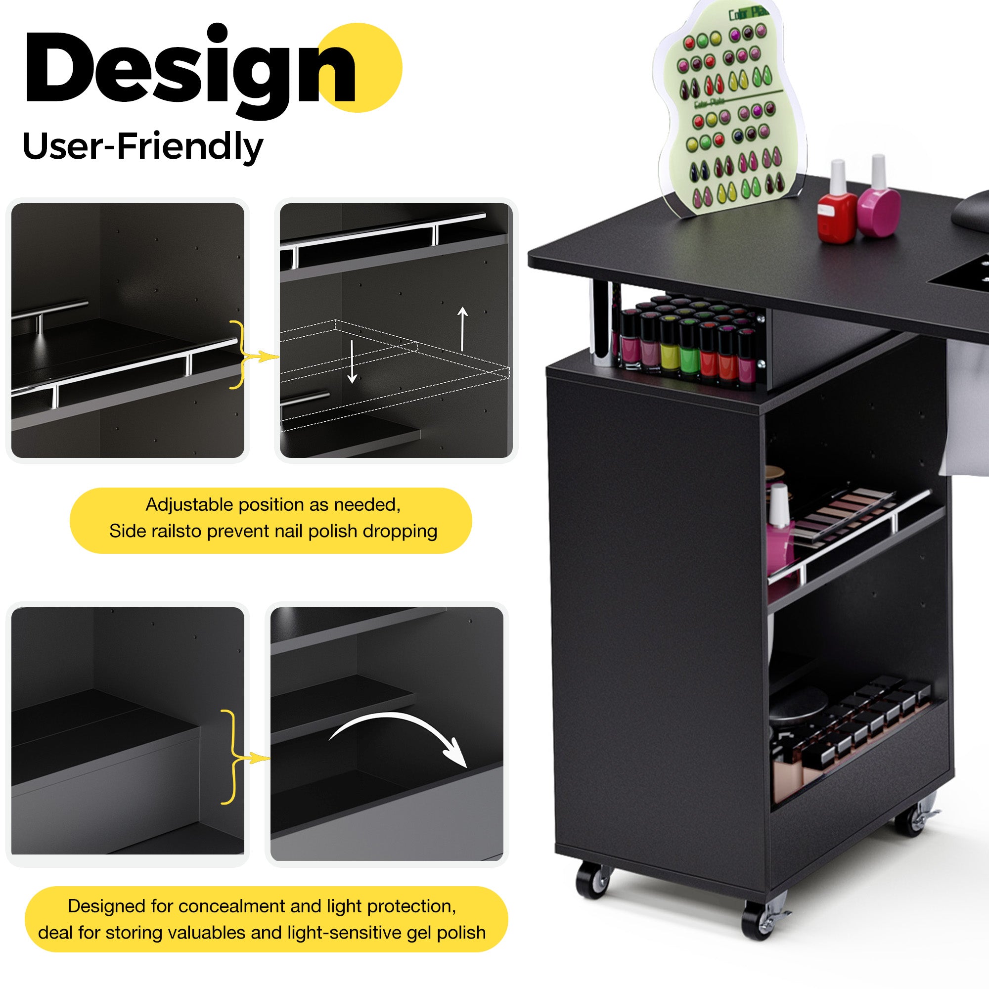 Advwin Nail Table w/ Dust Collector & Wrist Rest
