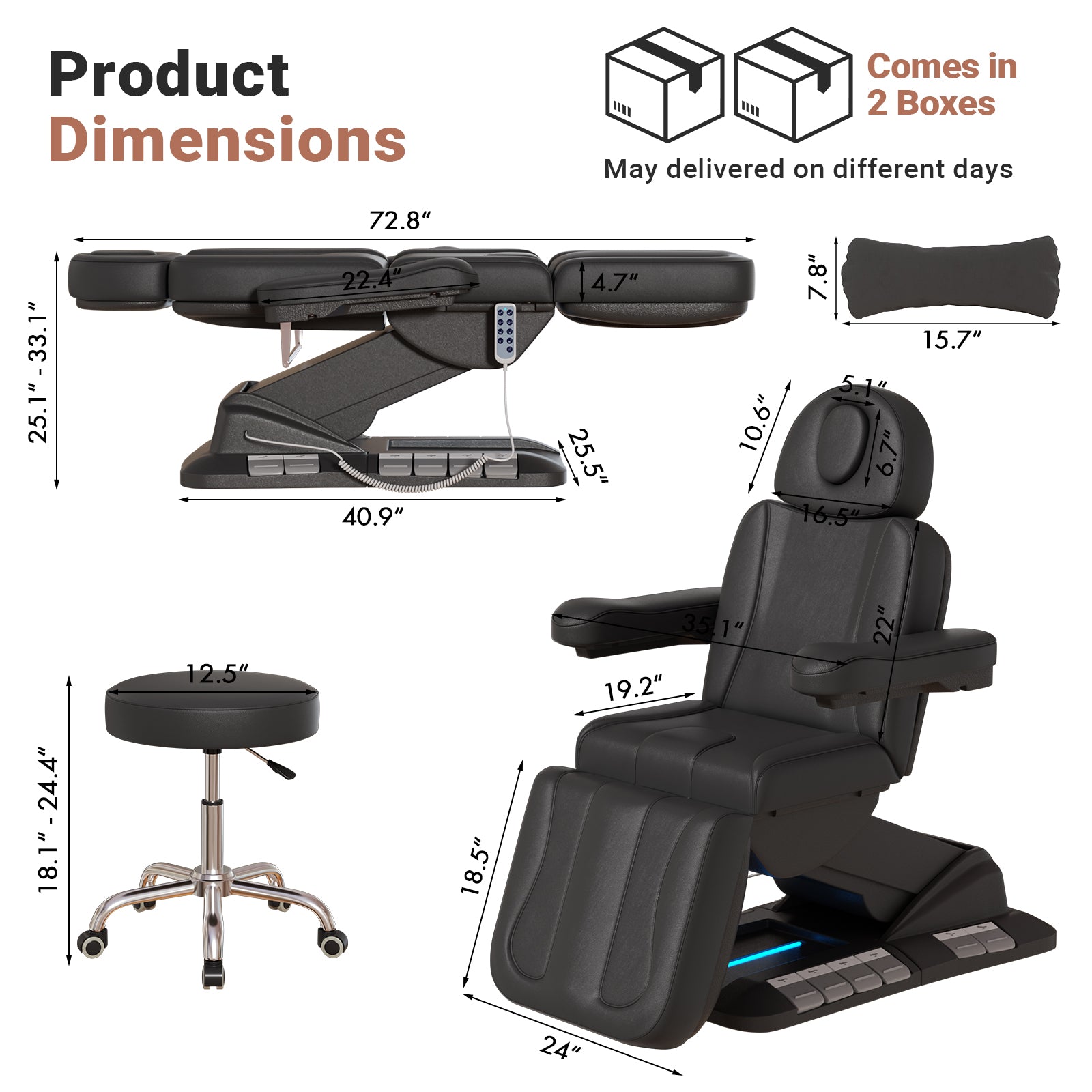 Advwin 3 Motor Adjustable Electric Esthetician Bed