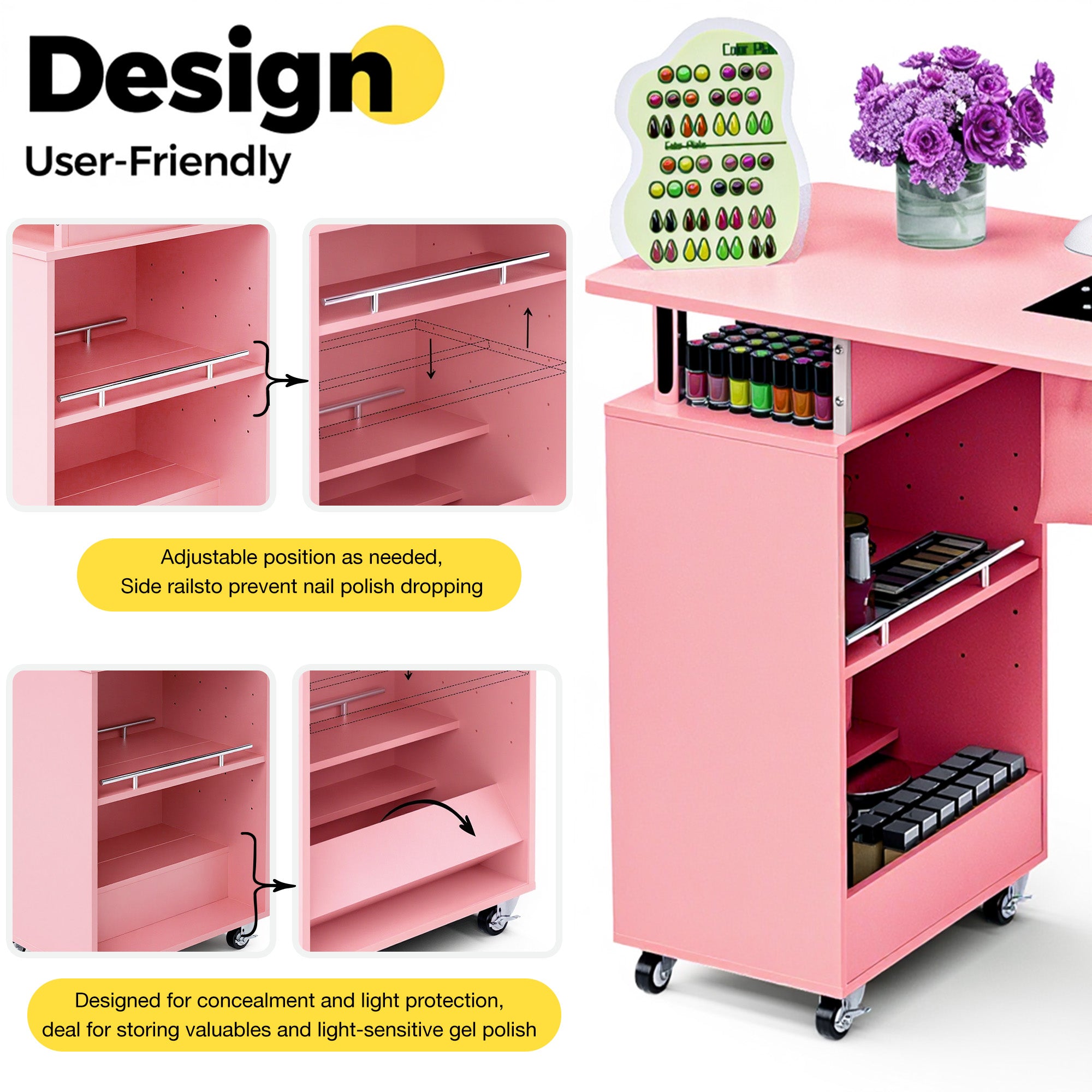 Advwin Nail Table w/ Dust Collector & Wrist Rest