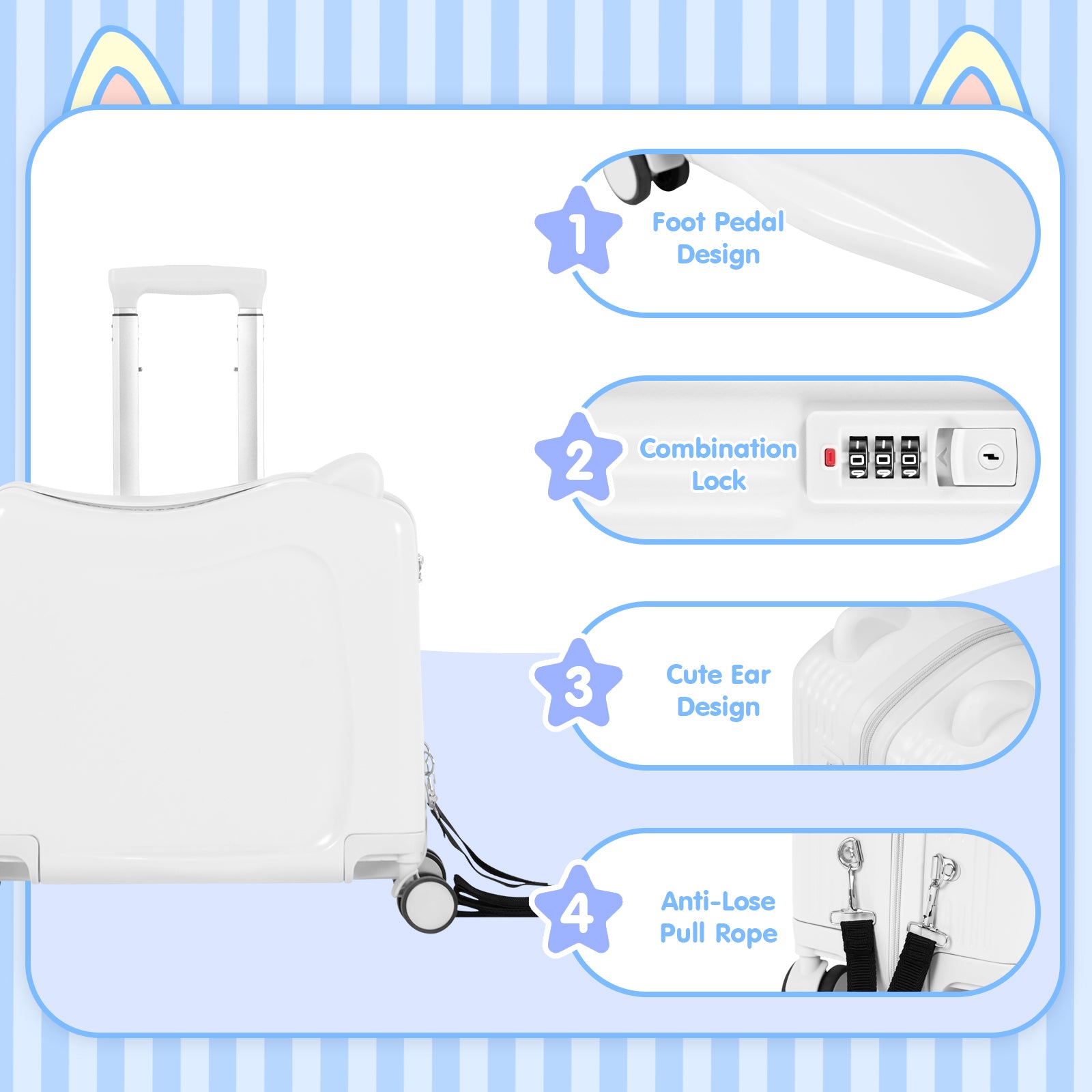 Advwin Kids’ Ride-On Suitcase with Password Lock