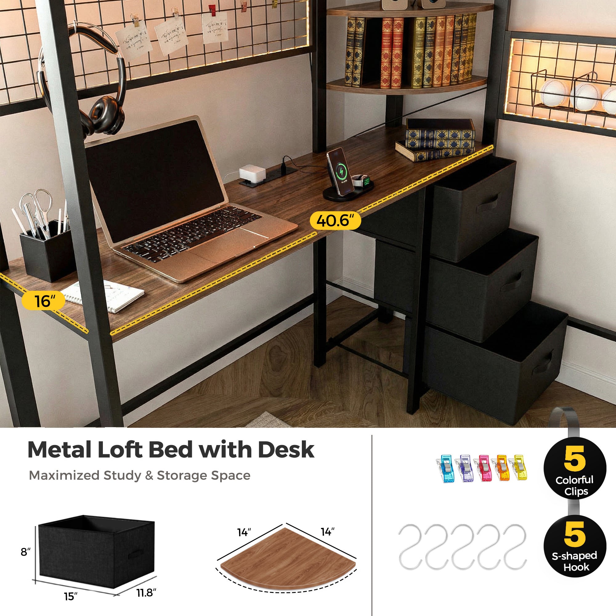 Advwin Loft Bed with Desk and Stairs (Low Stock)