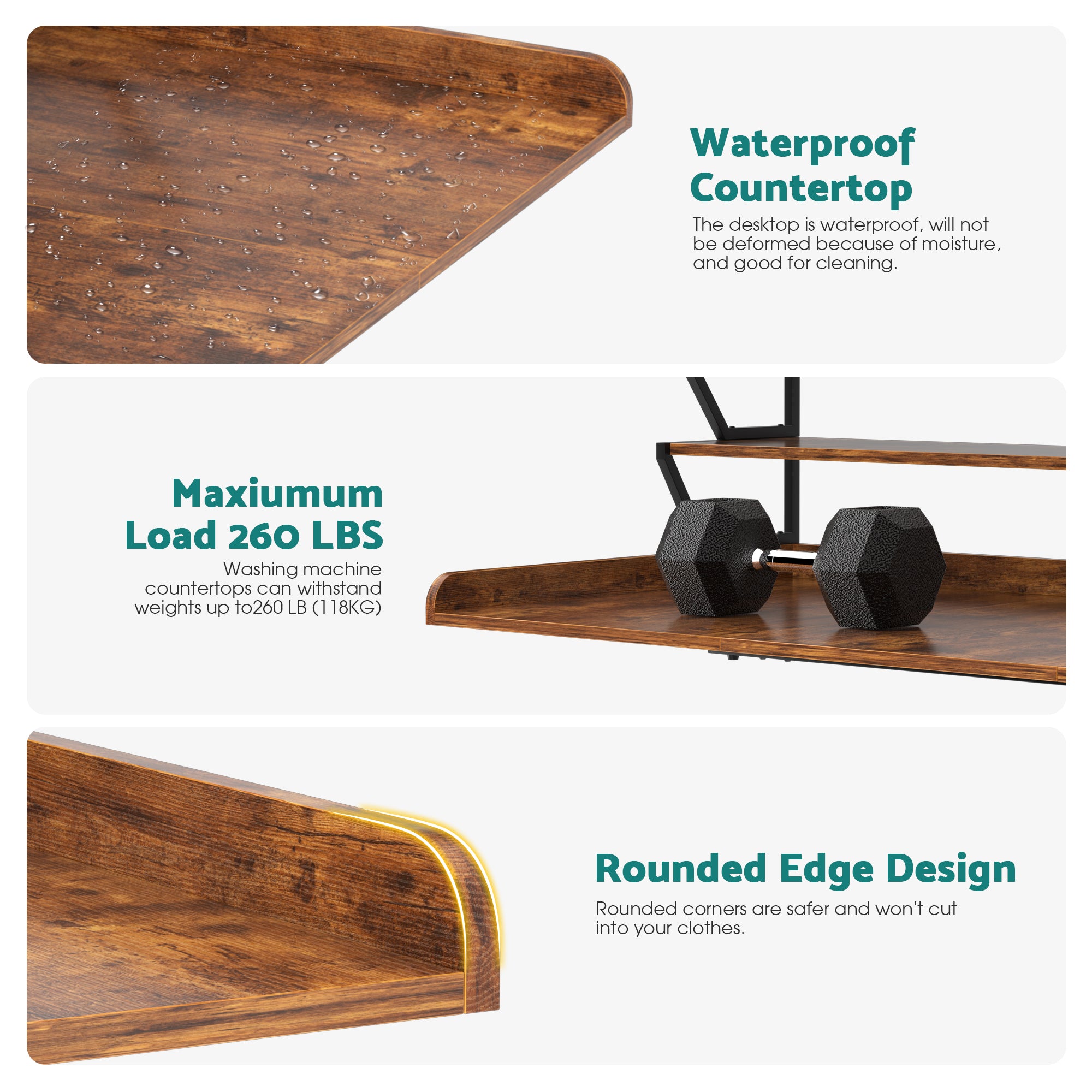 Advwin Washer Dryer Countertop with Hanging Rod