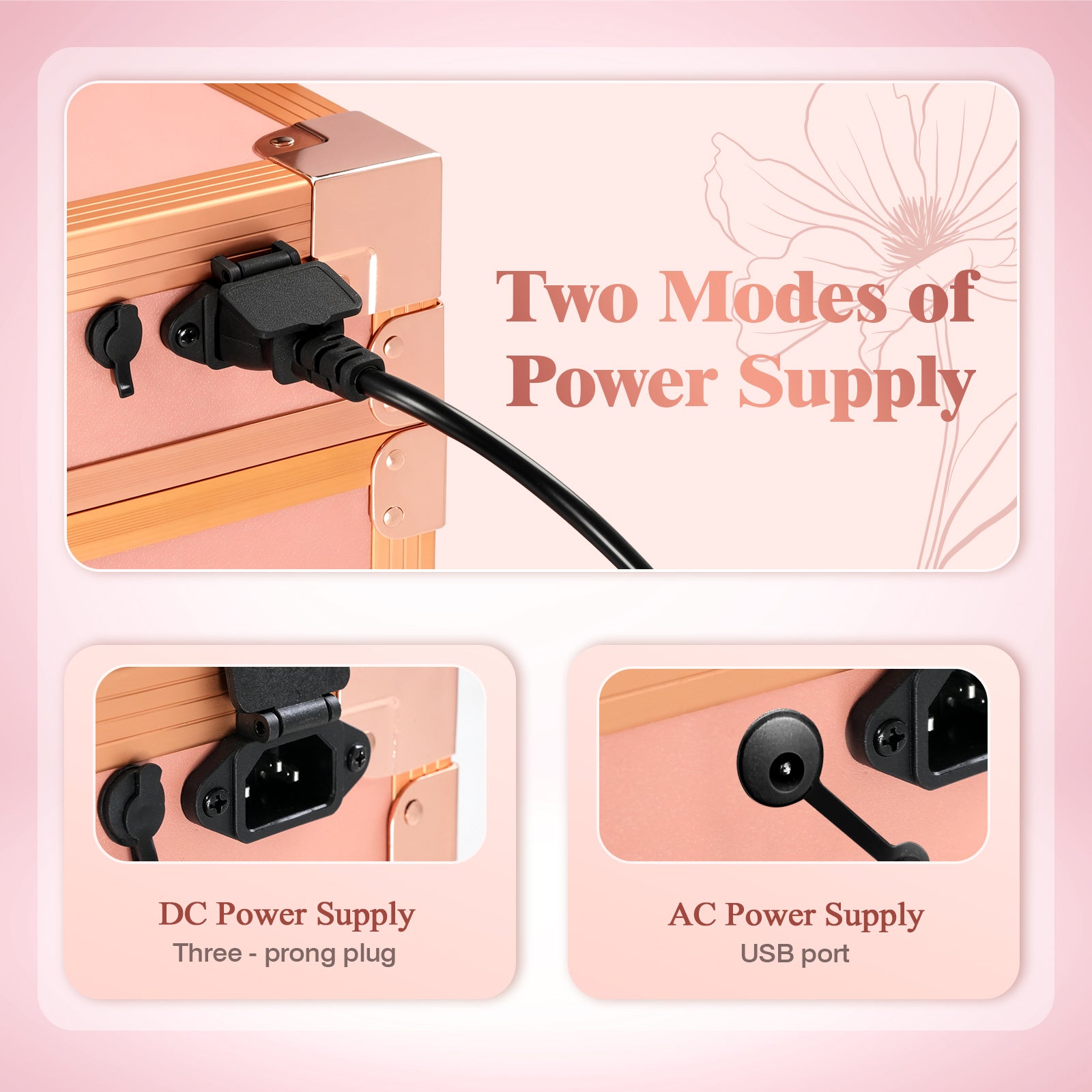 Advwin Foldable Manicure Table LED Mirror 4 Drawers