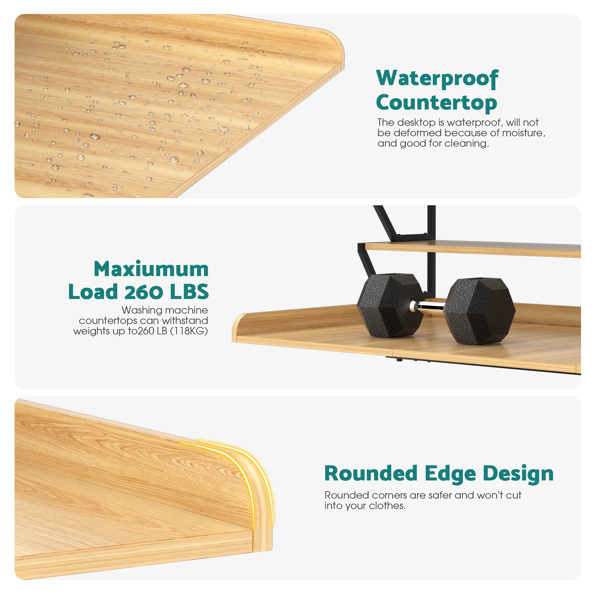 Advwin Washer Dryer Countertop with Hanging Rod