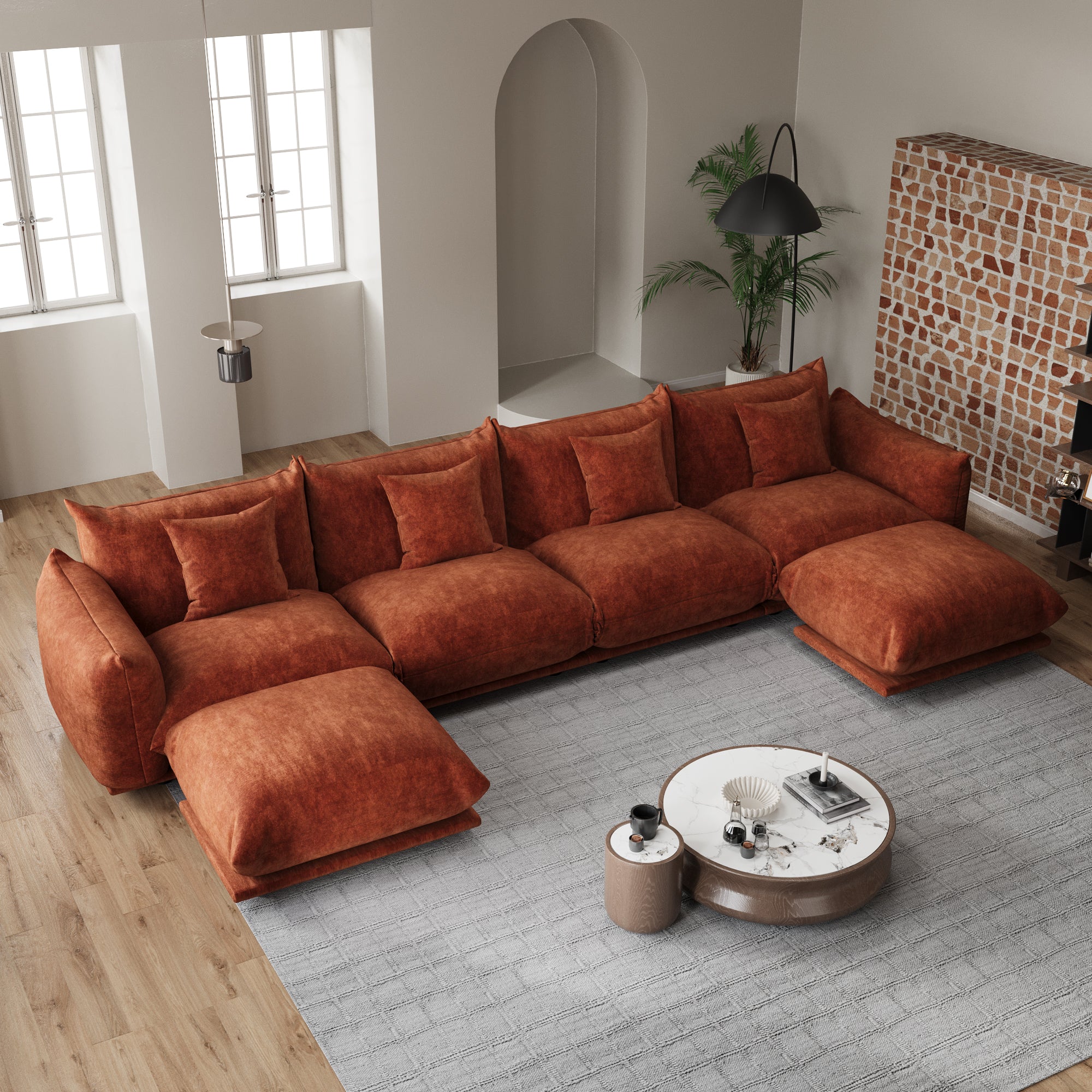 Advwin Modern Minimalist Chenille Modular Sectional Sofa