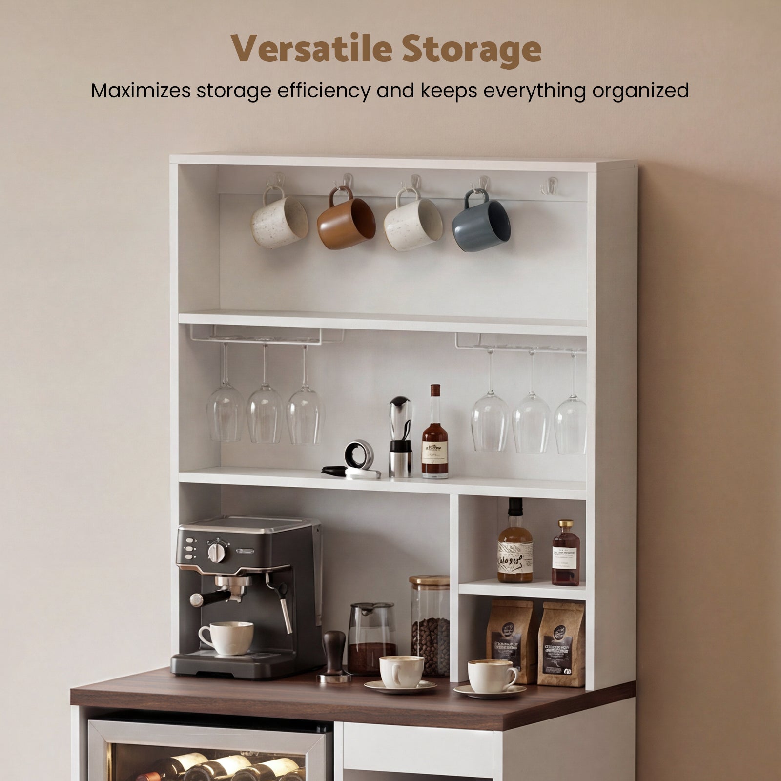 Advwin 8-Tier Tall Home Coffee Bar Cabinet