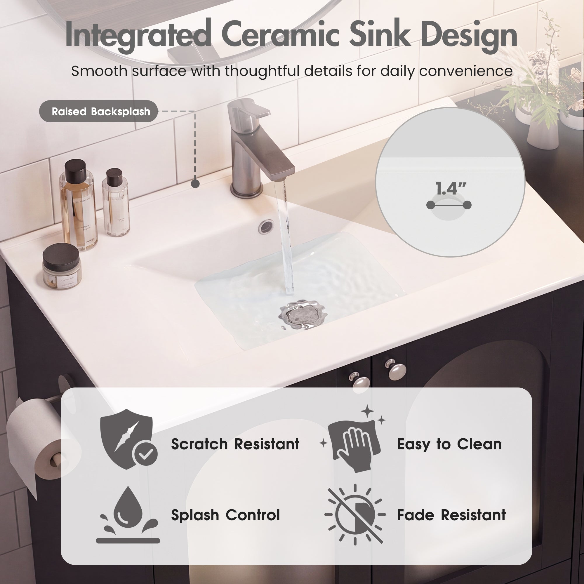 Advwin 42" Freestanding Bathroom Vanity w/ Ceramic Sink