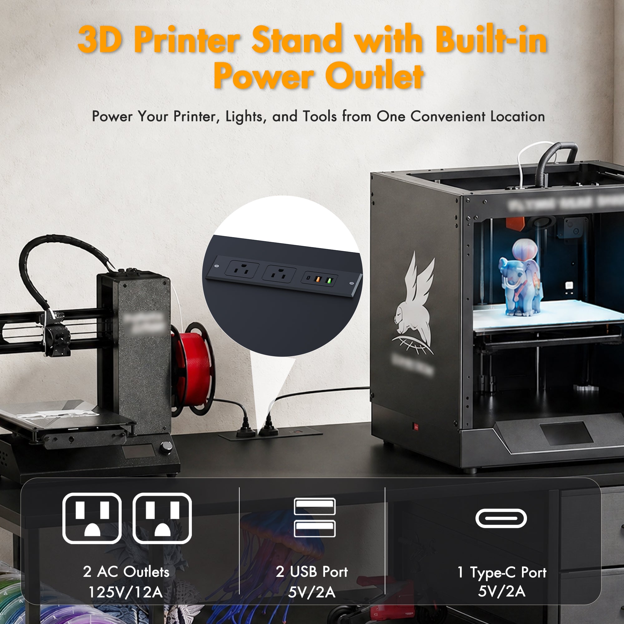 Advwin 3D Printer Stand with Rolling Filament Drawer