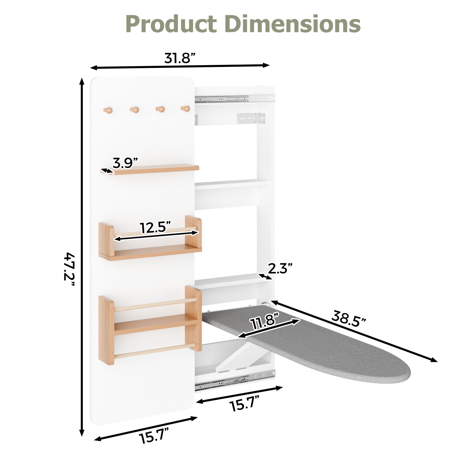 Advwin Wall Mounted Ironing Board Cabinet