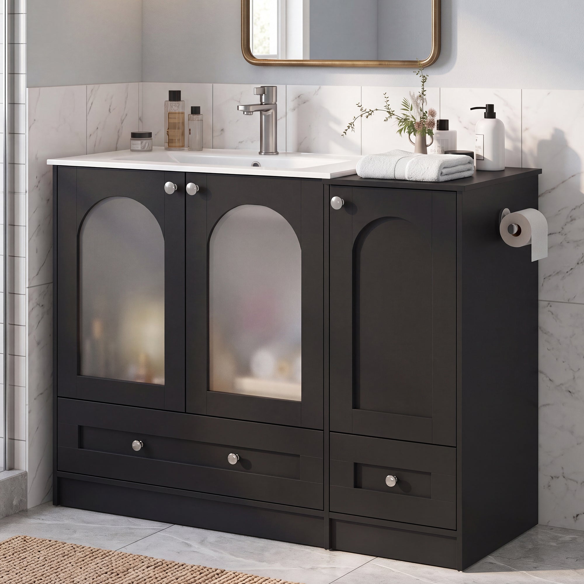 Advwin 42" Freestanding Bathroom Vanity w/ Ceramic Sink