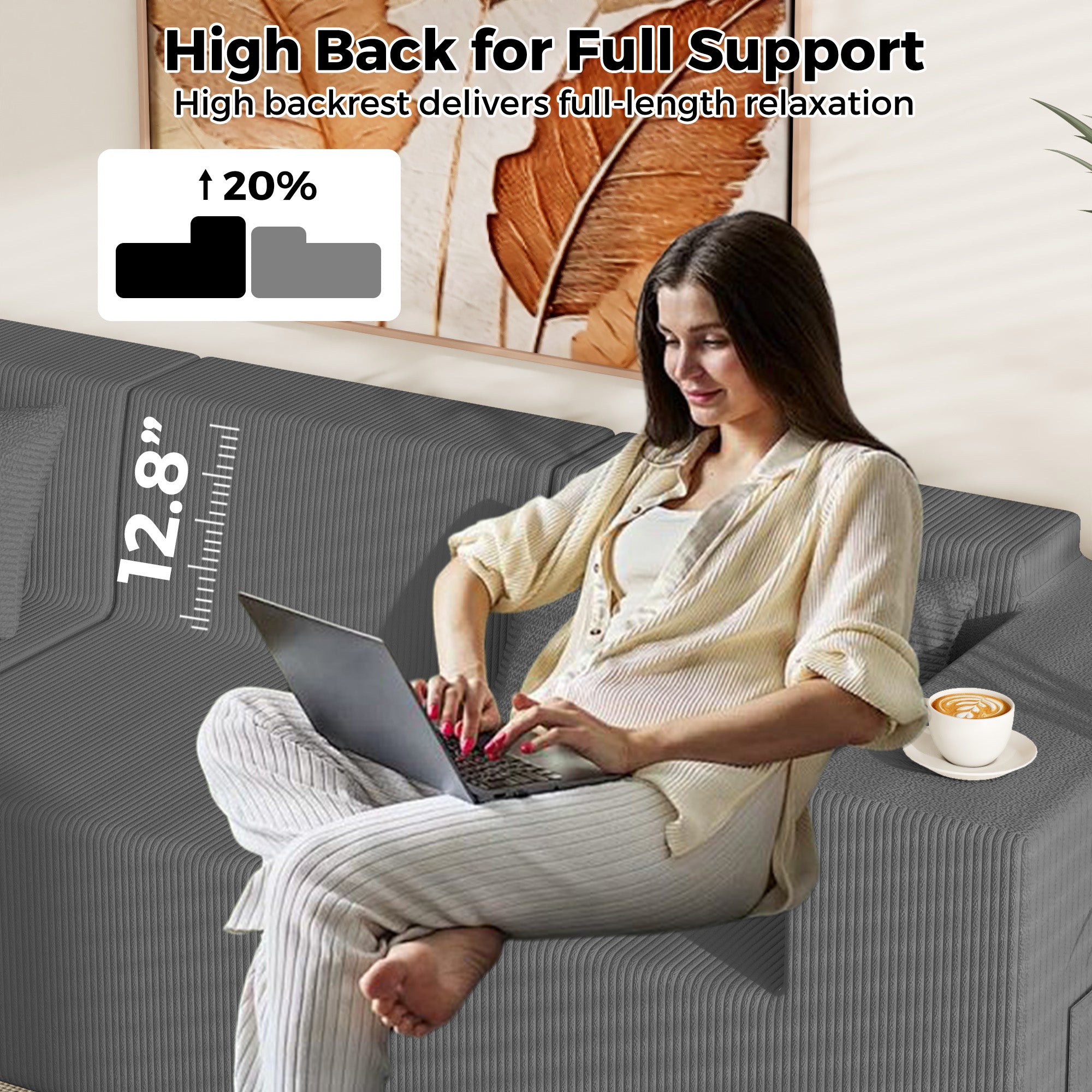 Advwin Oversized Modular Sectional Corduroy Couch