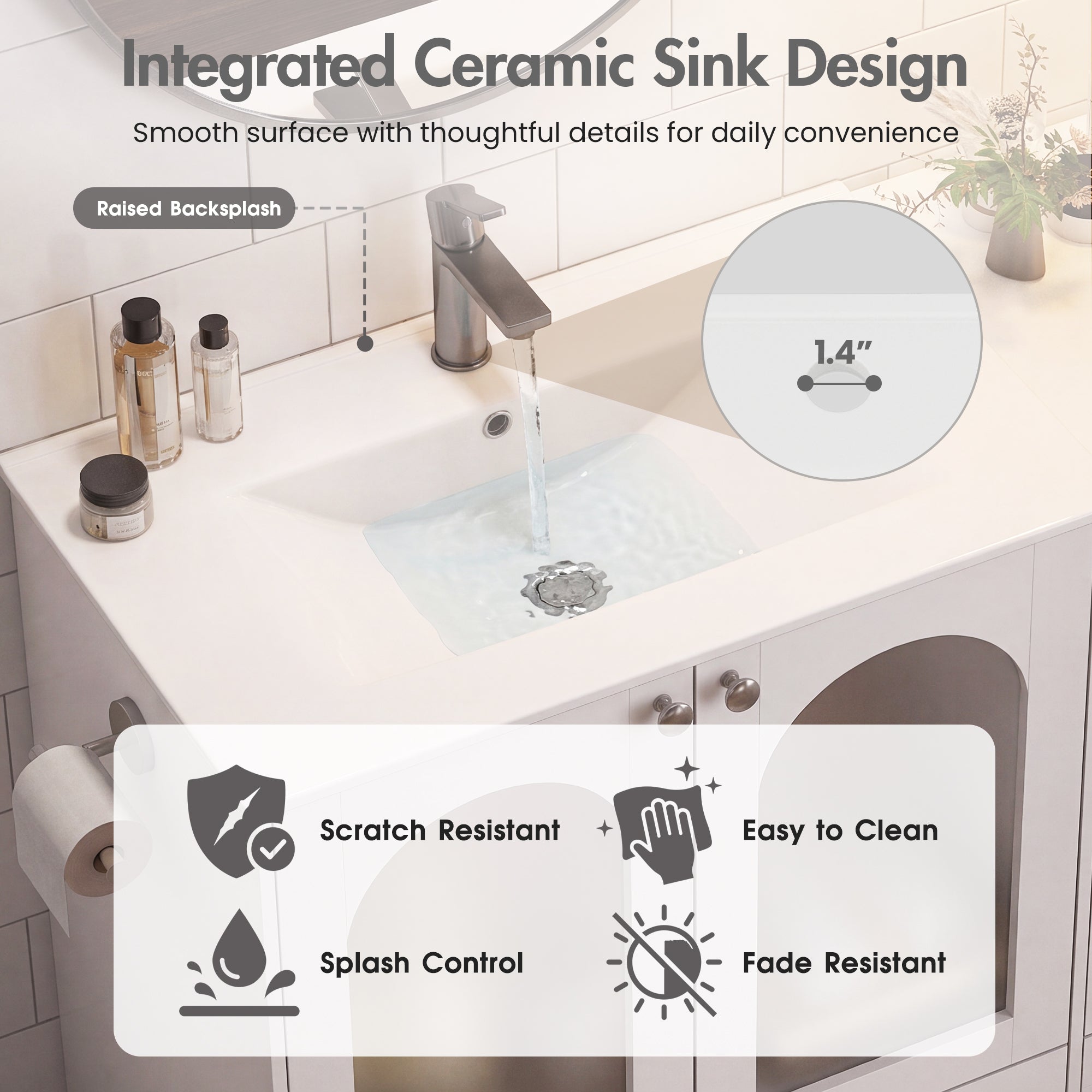 Advwin 42" Freestanding Bathroom Vanity w/ Ceramic Sink
