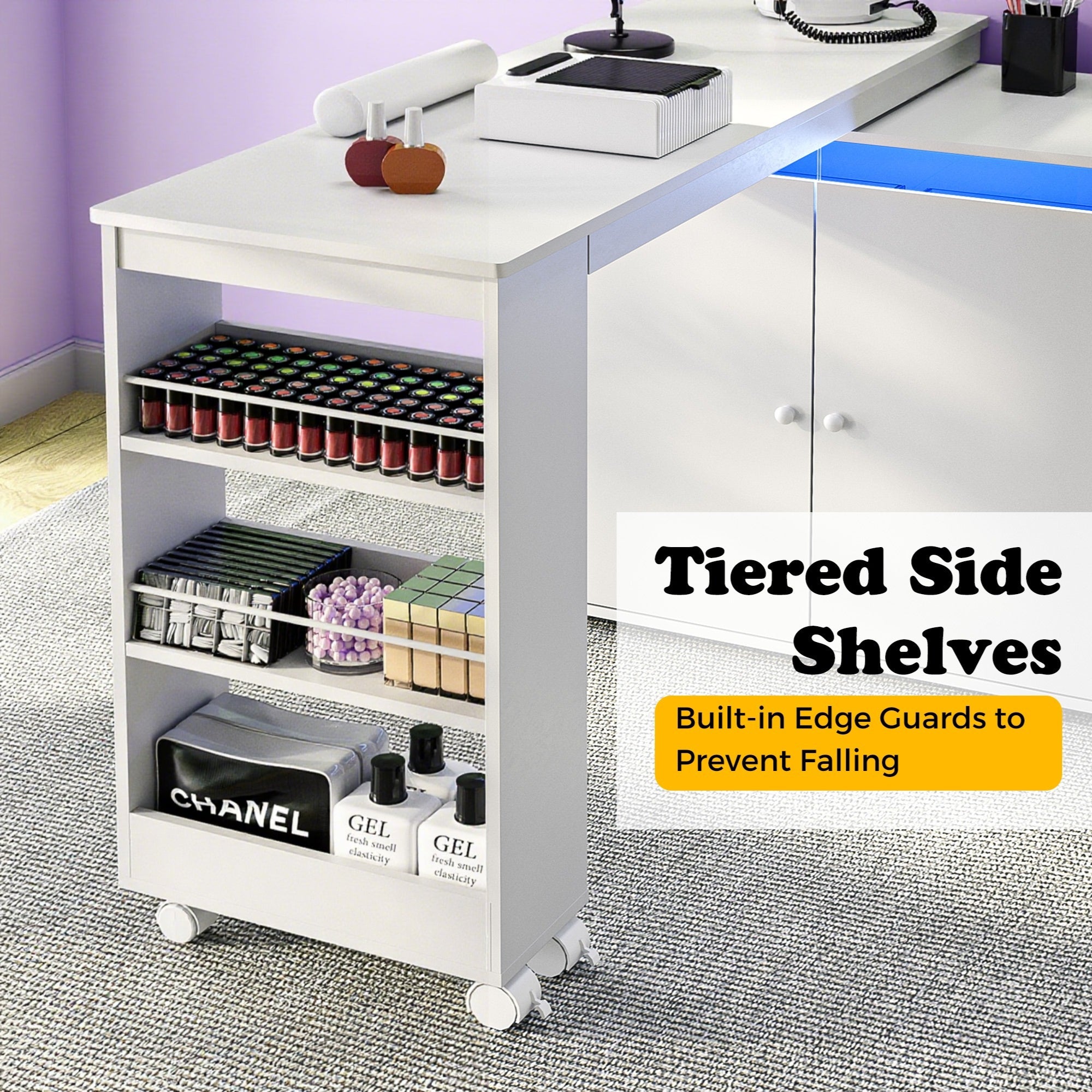 Advwin Rotating & Convertible Nail Table with LED Light