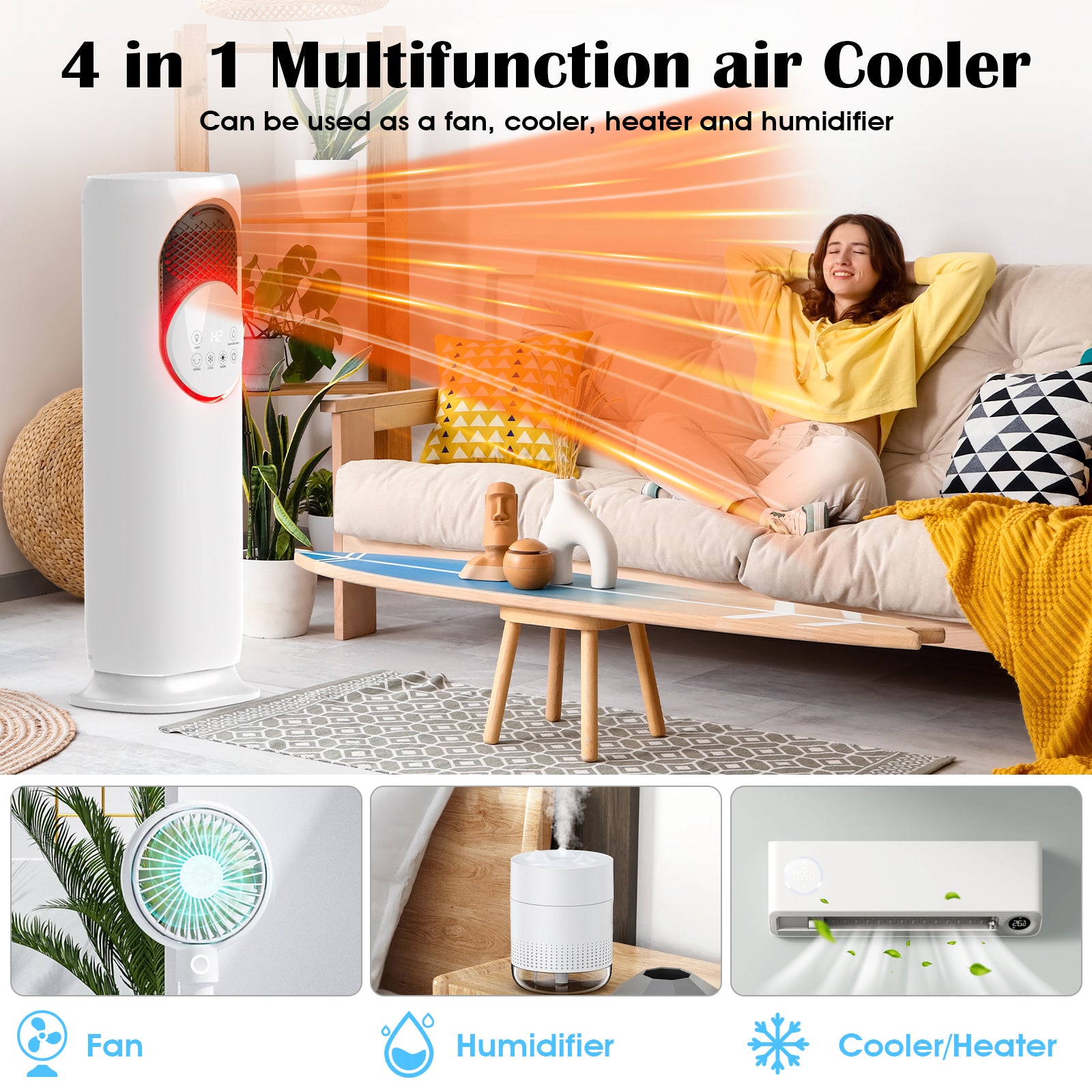 Advwin Tower Fan and Heater Combo with Humidification