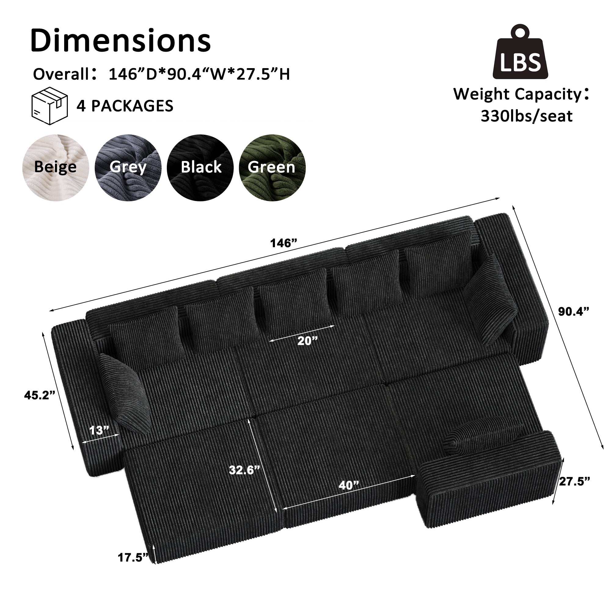 Advwin Boneless Cloud Modern Oversized Modular Sectional Sofa