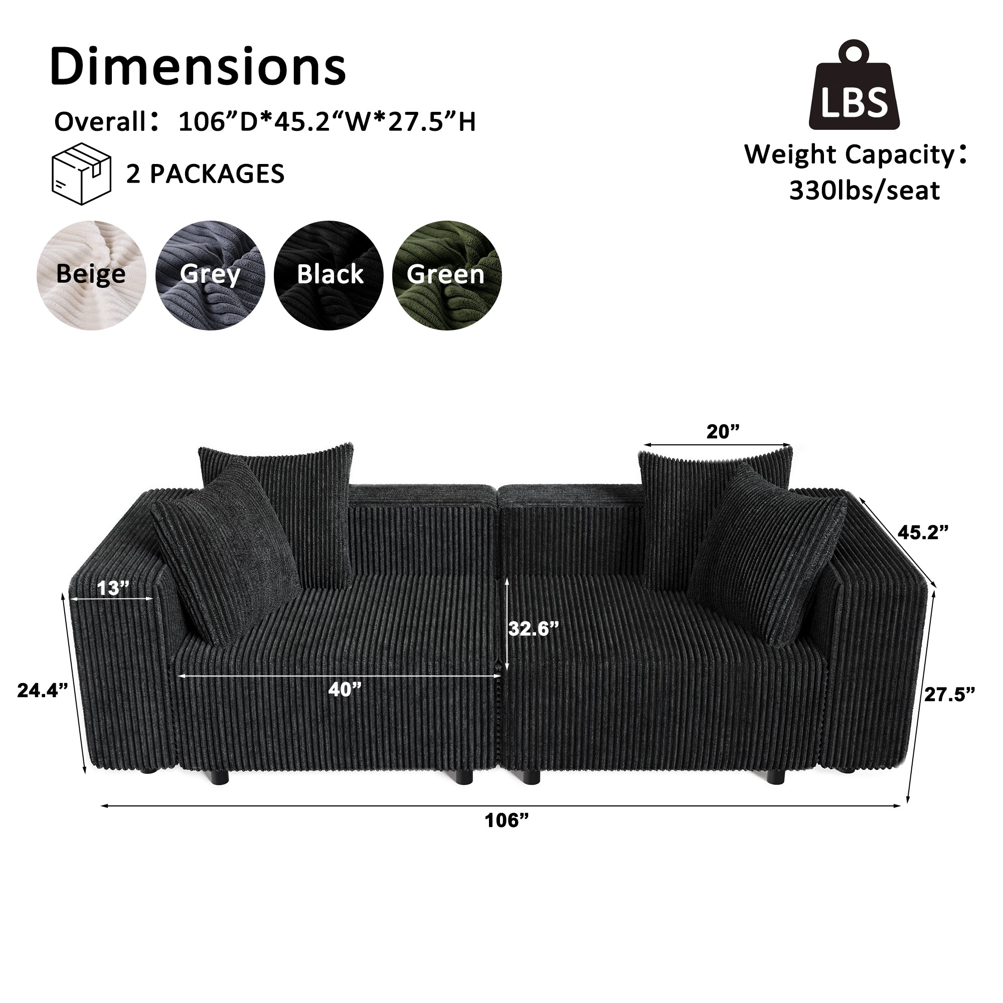 Advwin Boneless Cloud Modern Oversized Modular Sectional Sofa