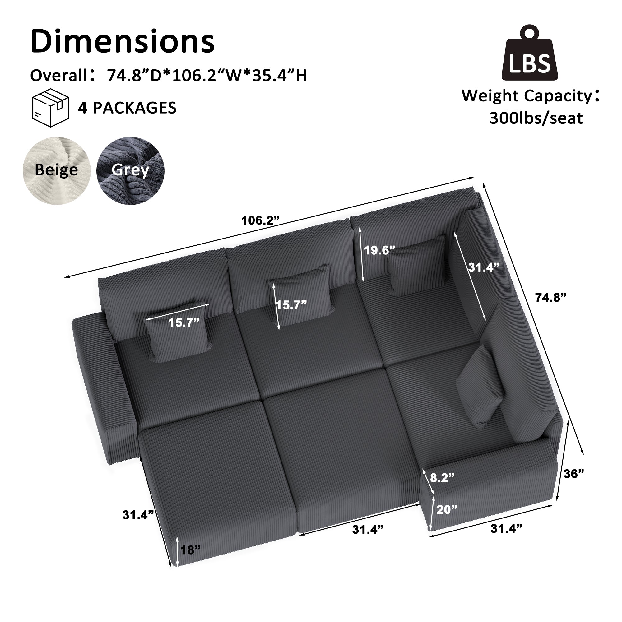 Advwin Luxury Oversized Minimalist Cloud Couch